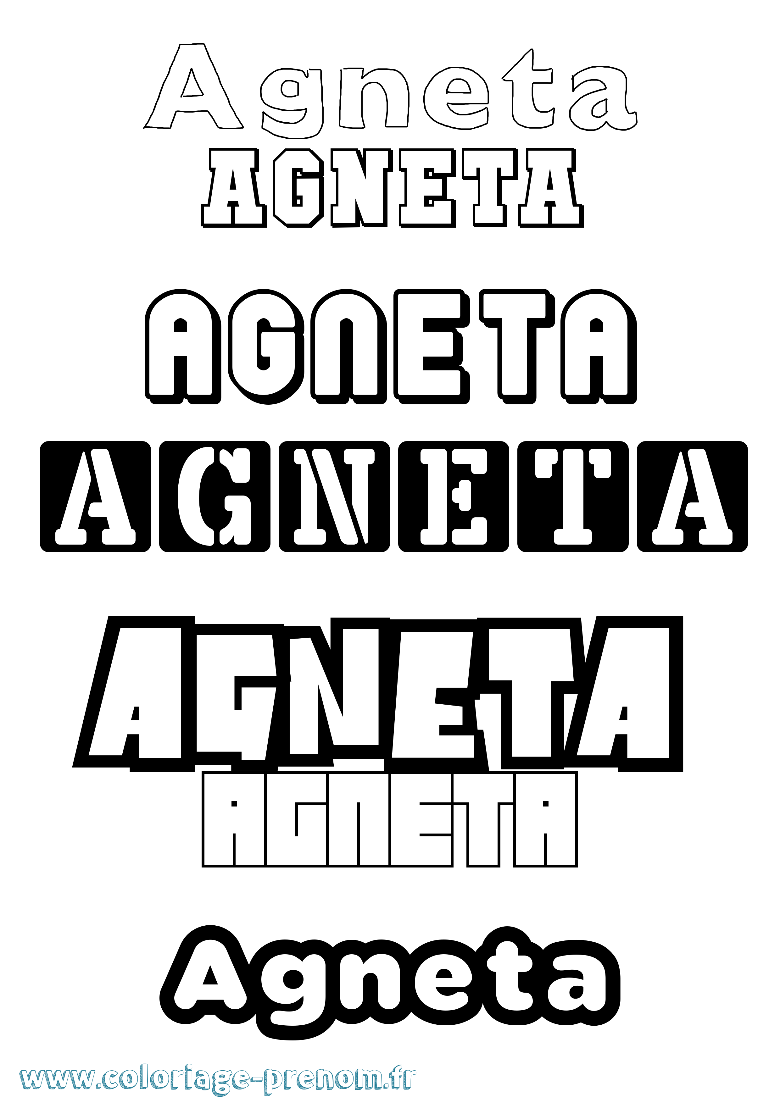 Coloriage prénom Agneta Simple