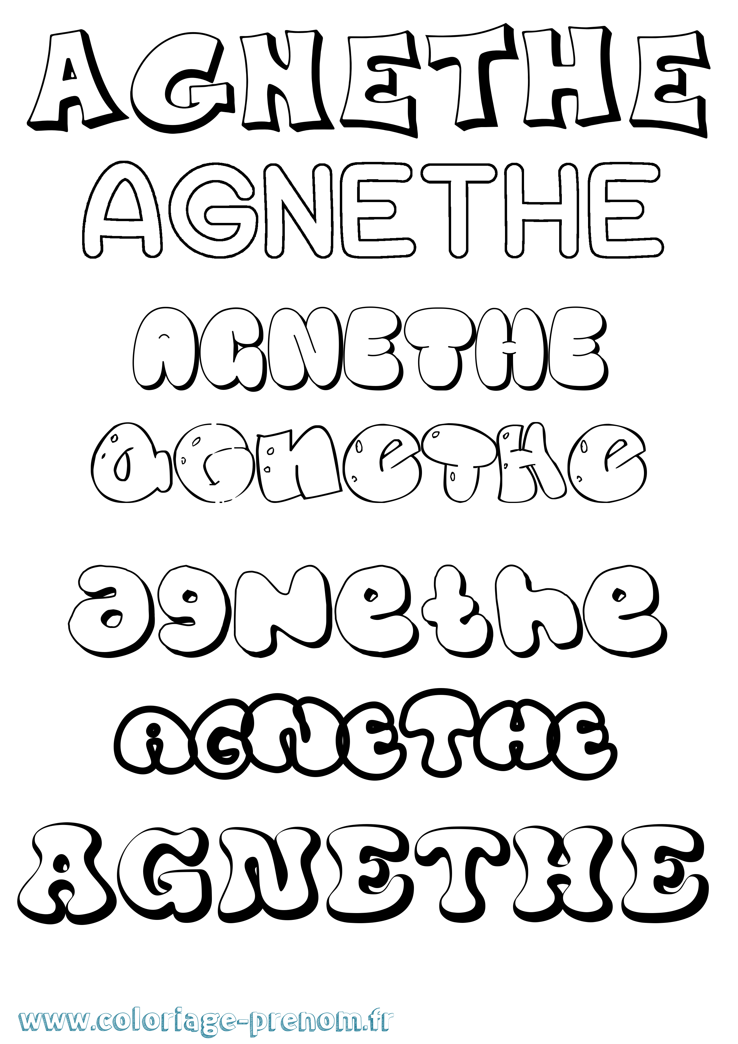 Coloriage prénom Agnethe Bubble