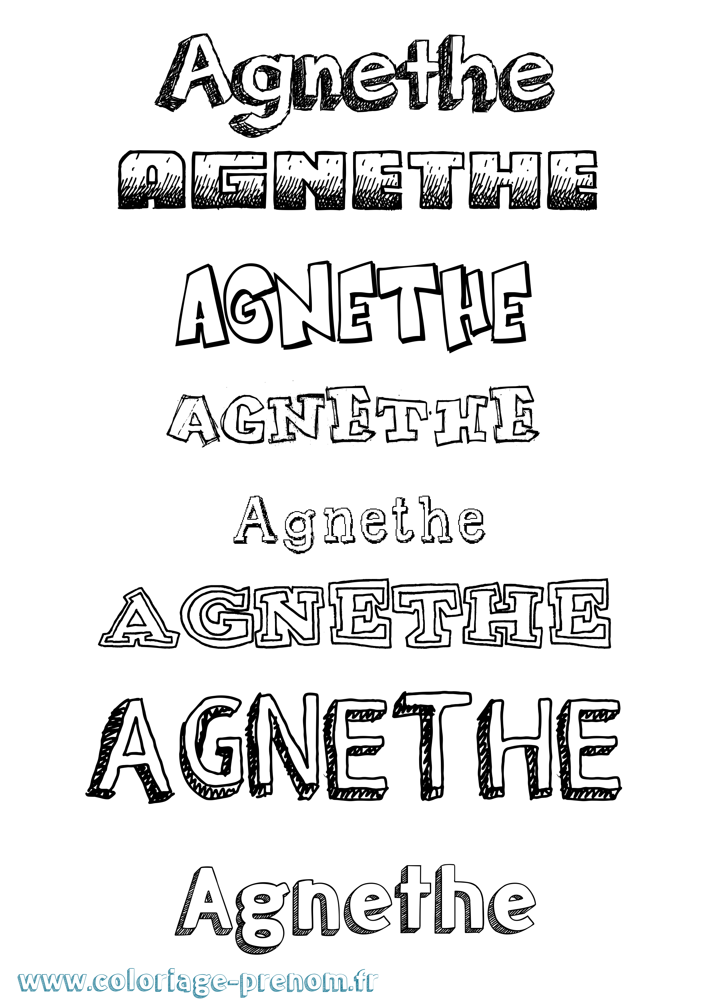 Coloriage prénom Agnethe Dessiné