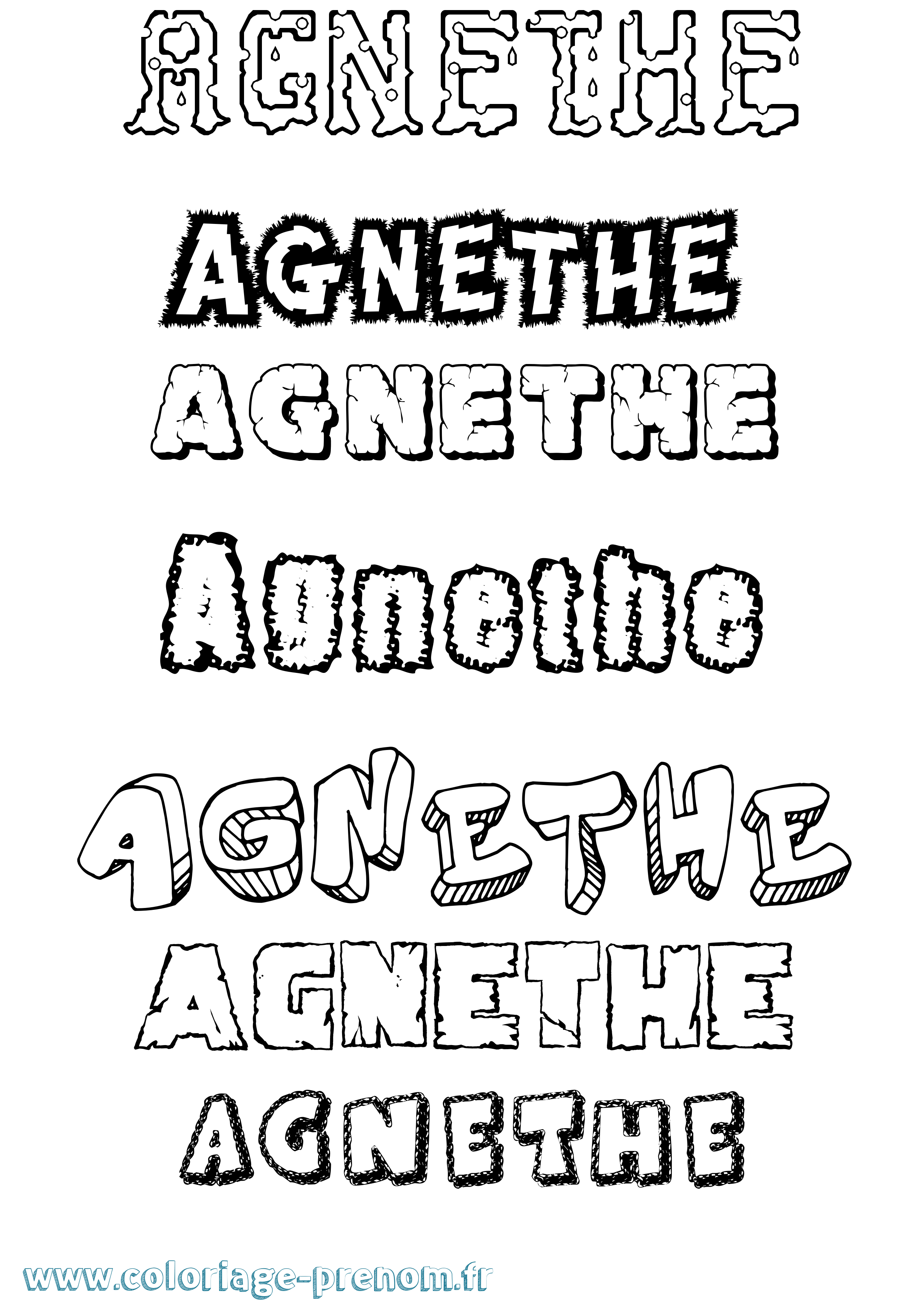 Coloriage prénom Agnethe Destructuré