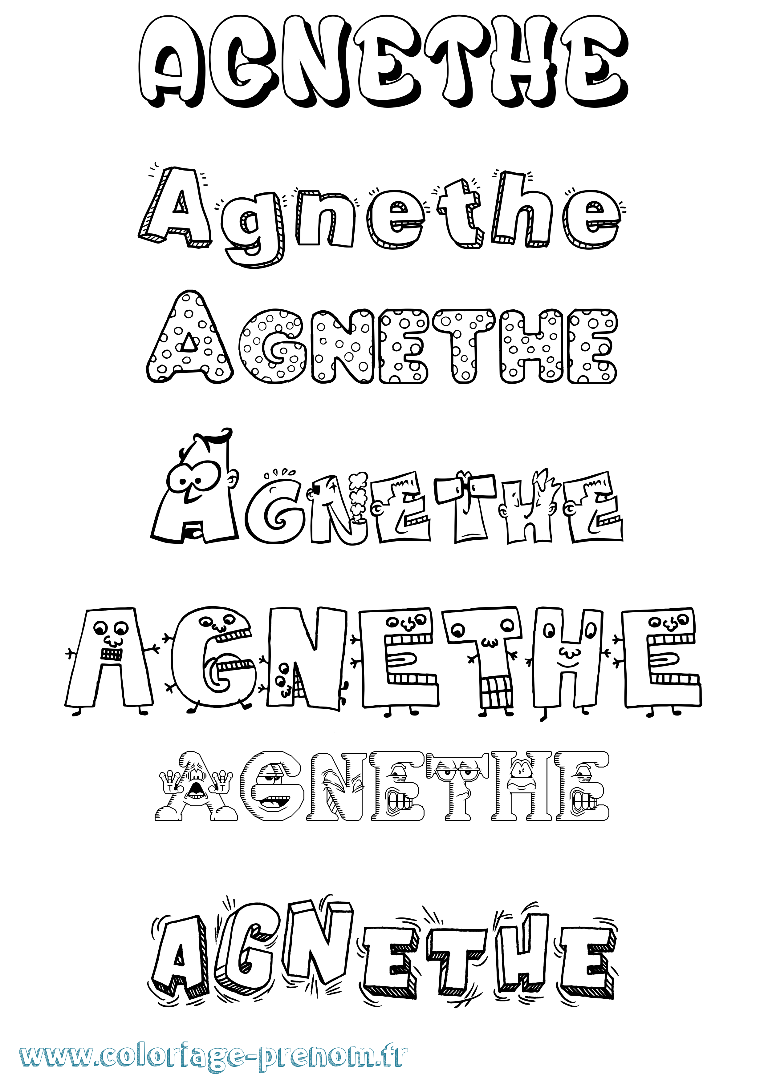 Coloriage prénom Agnethe Fun
