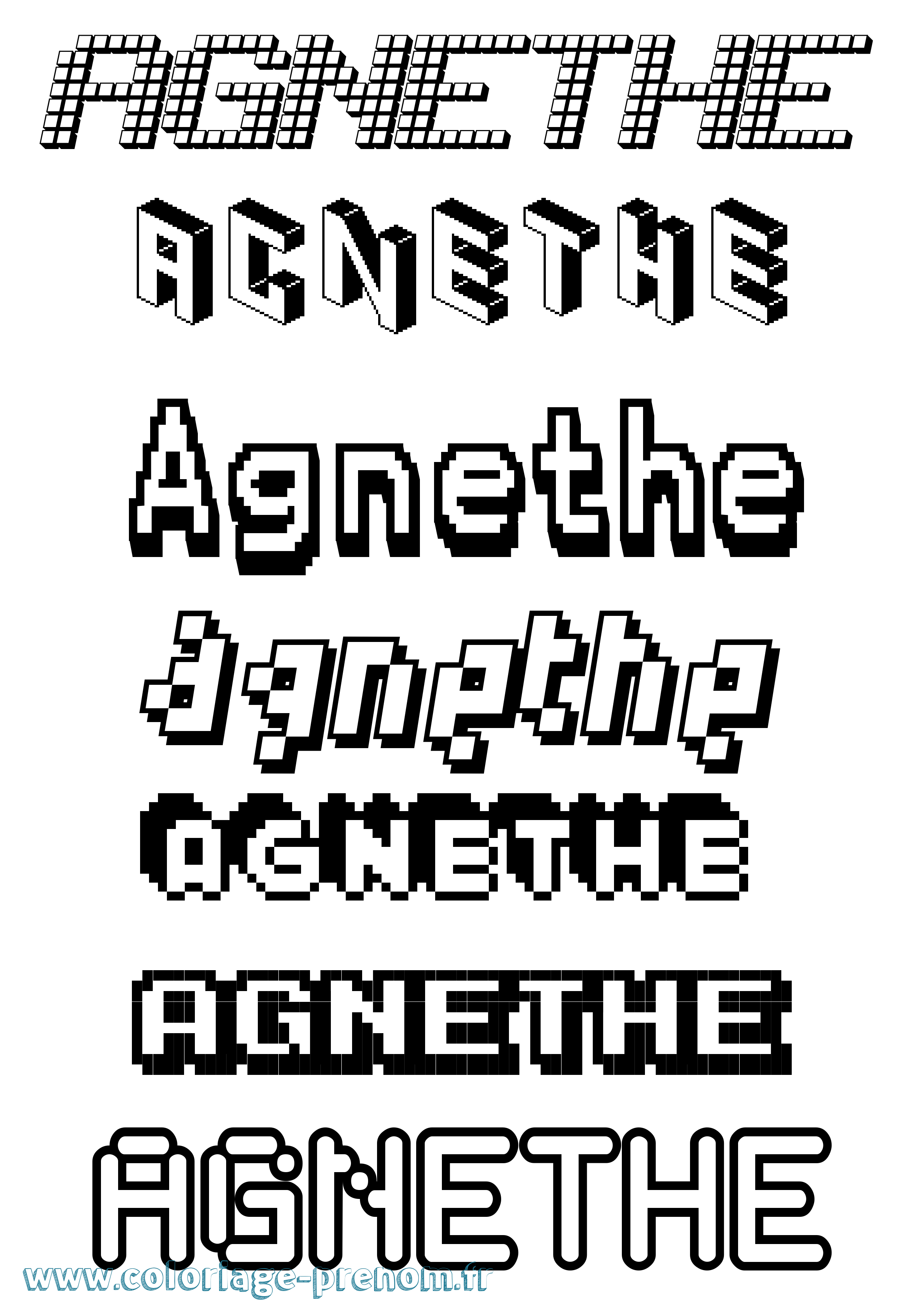 Coloriage prénom Agnethe Pixel
