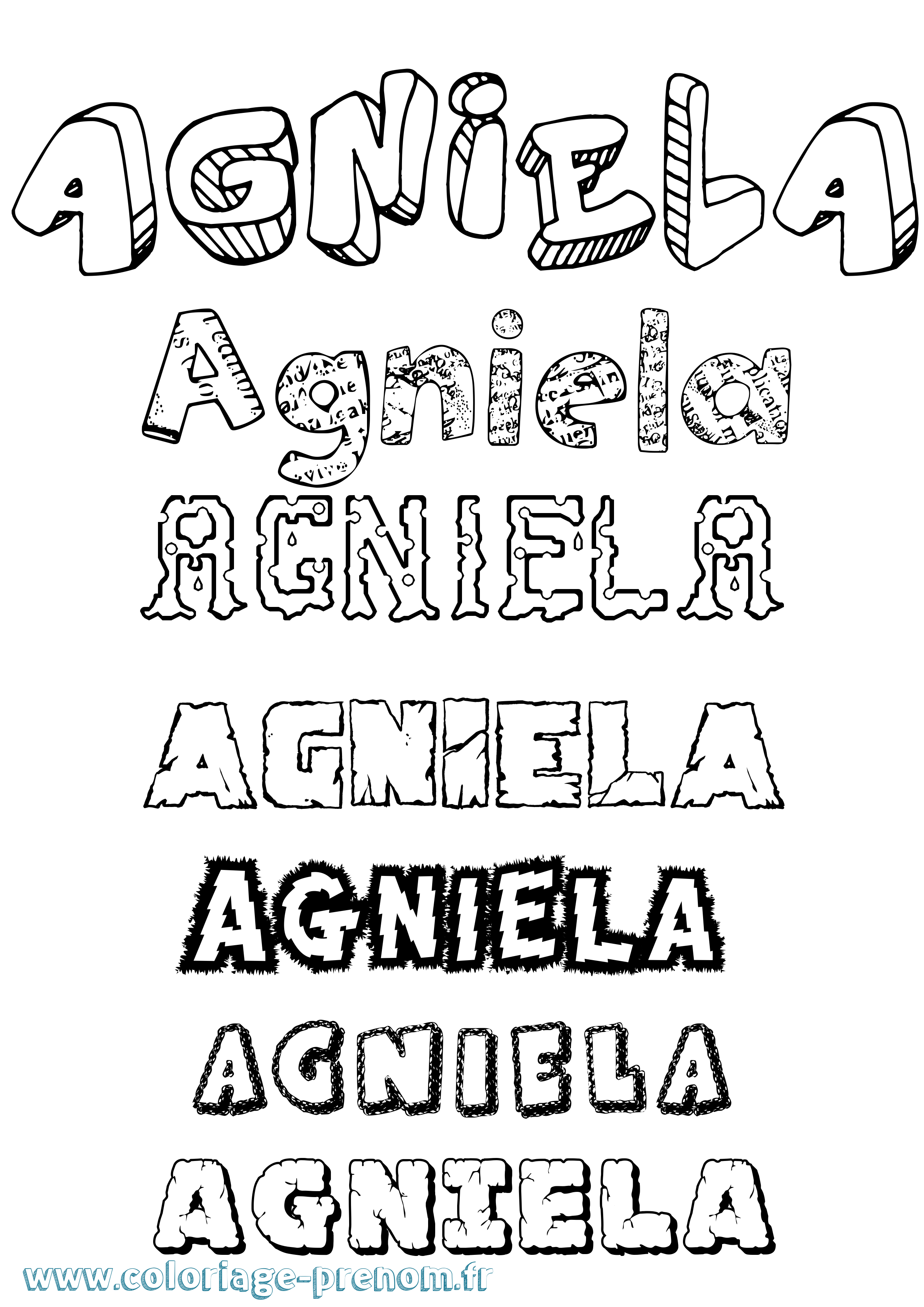 Coloriage prénom Agniela Destructuré