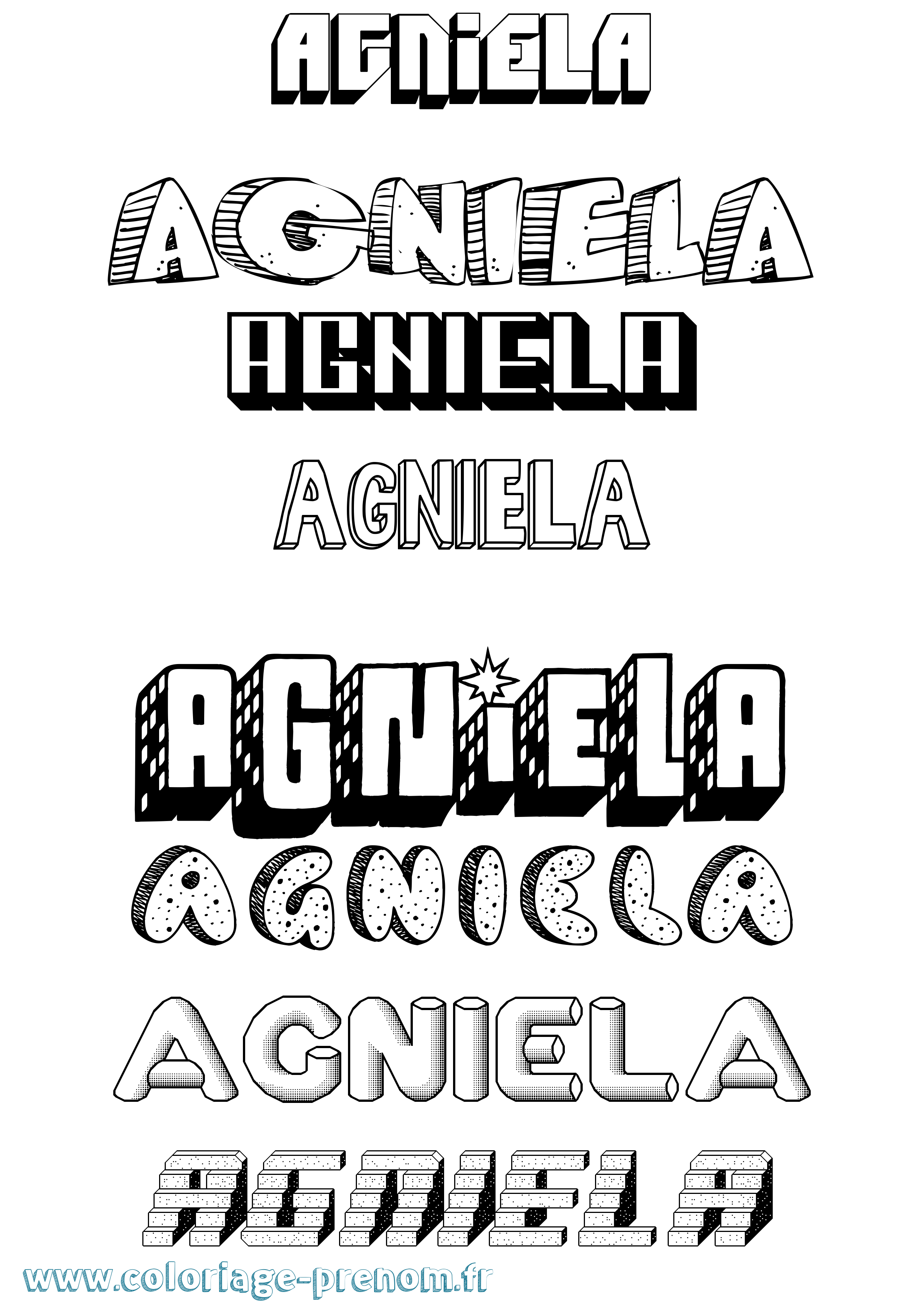 Coloriage prénom Agniela Effet 3D