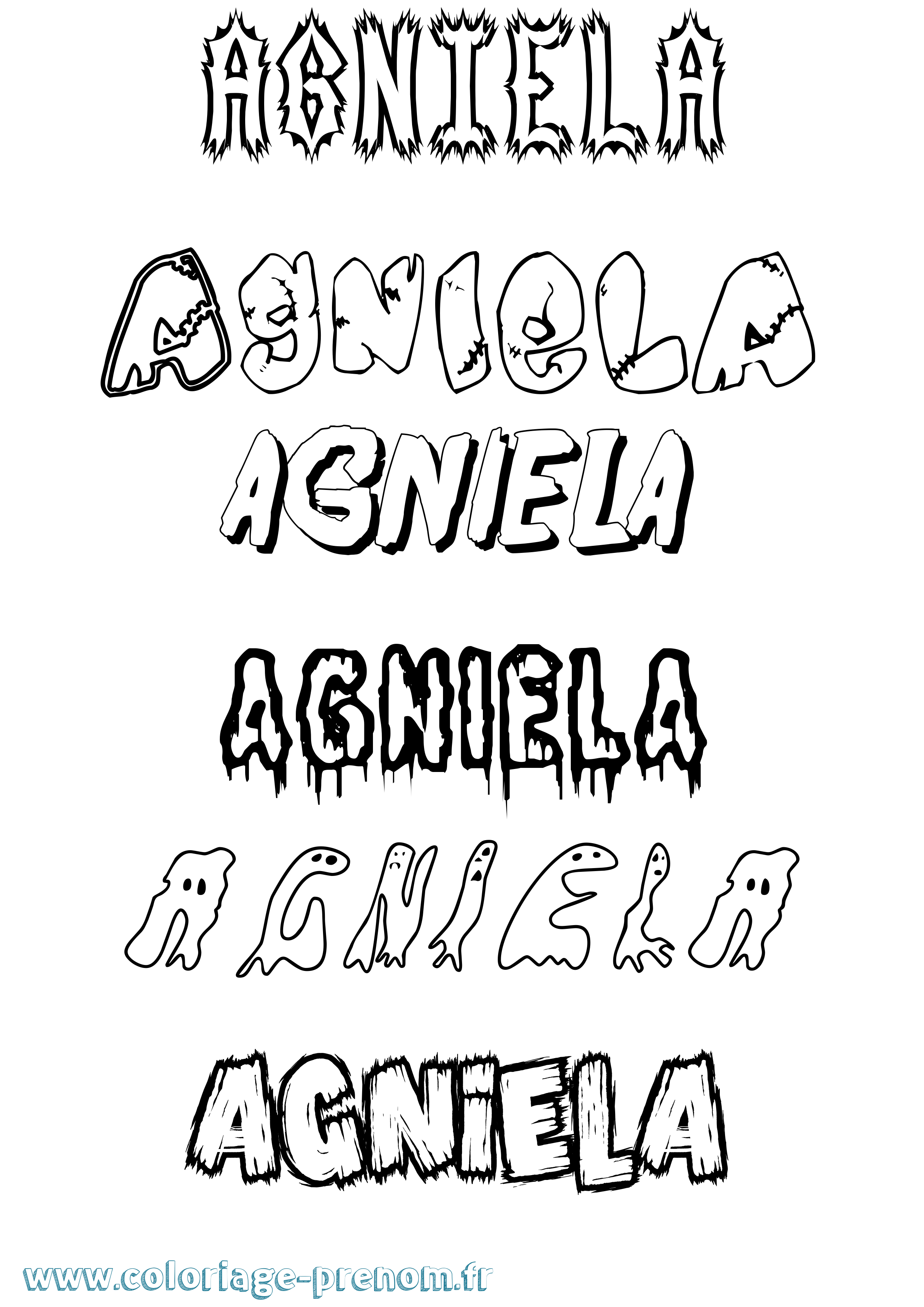 Coloriage prénom Agniela Frisson