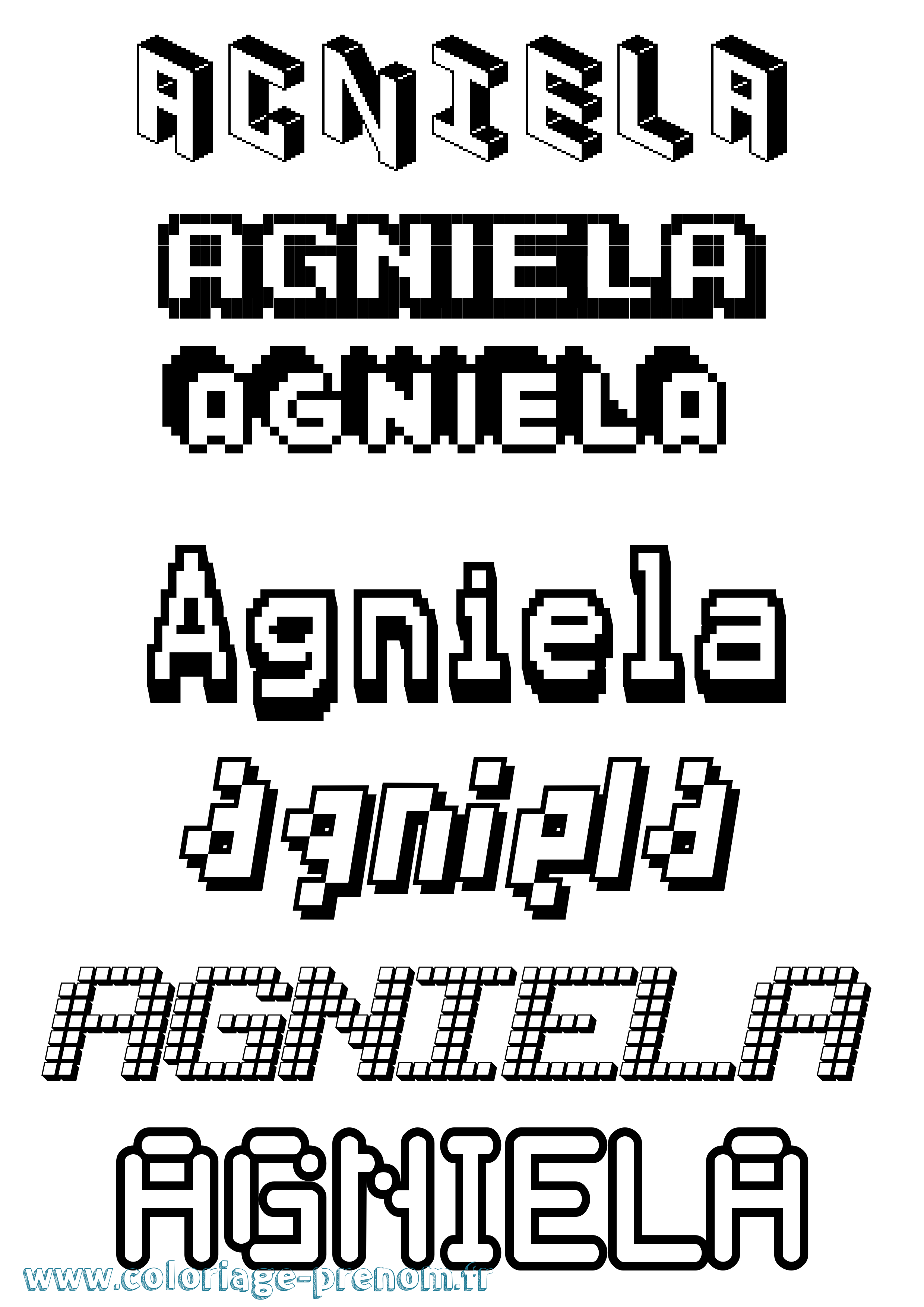 Coloriage prénom Agniela Pixel