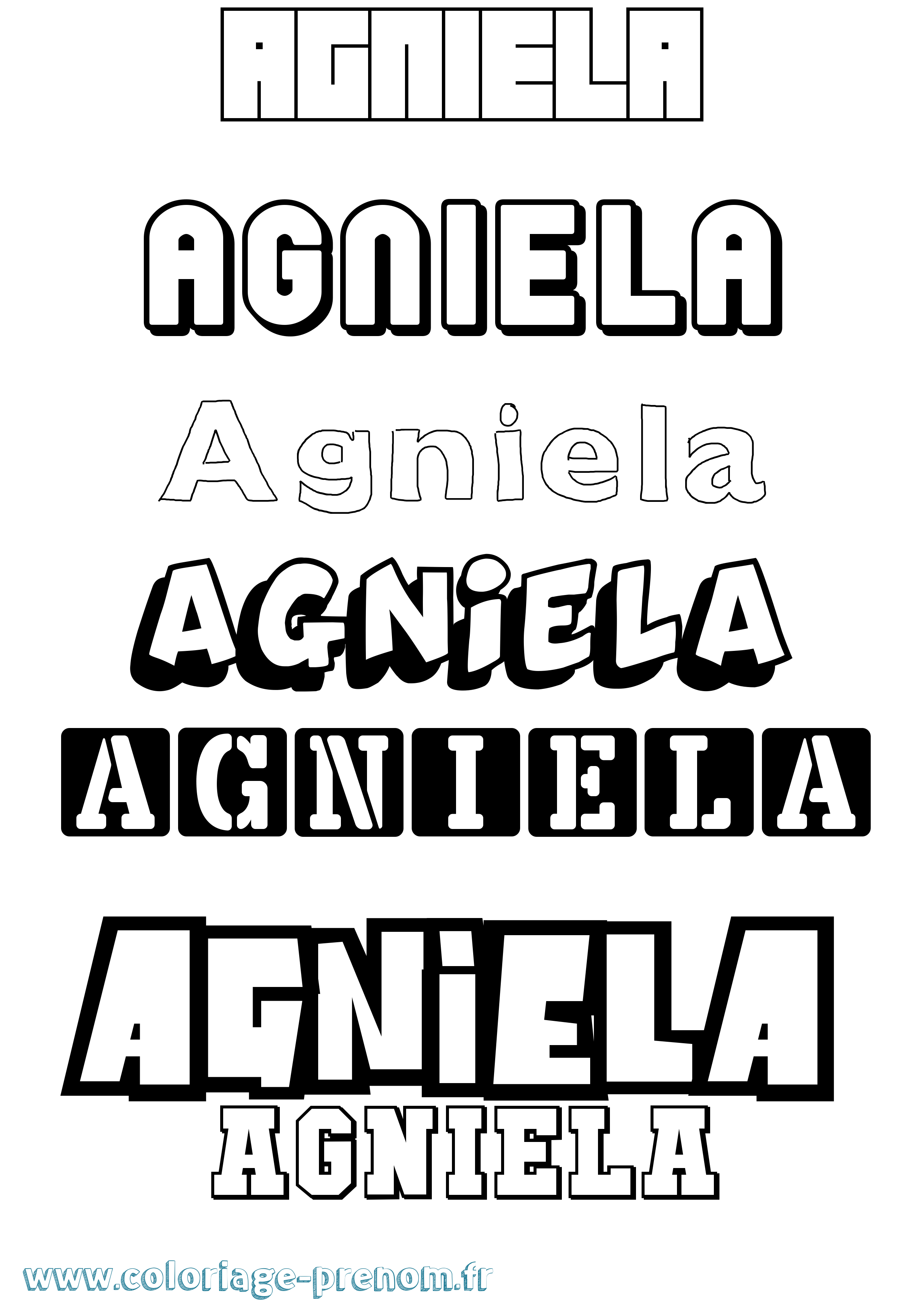 Coloriage prénom Agniela Simple