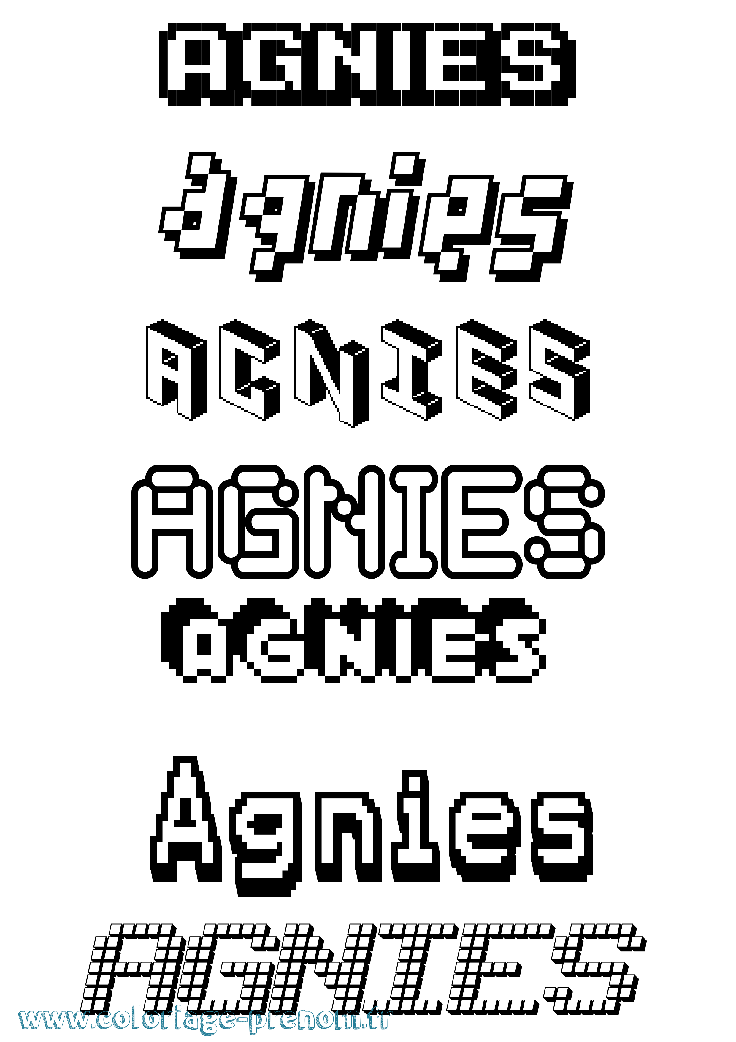 Coloriage prénom Agnies Pixel