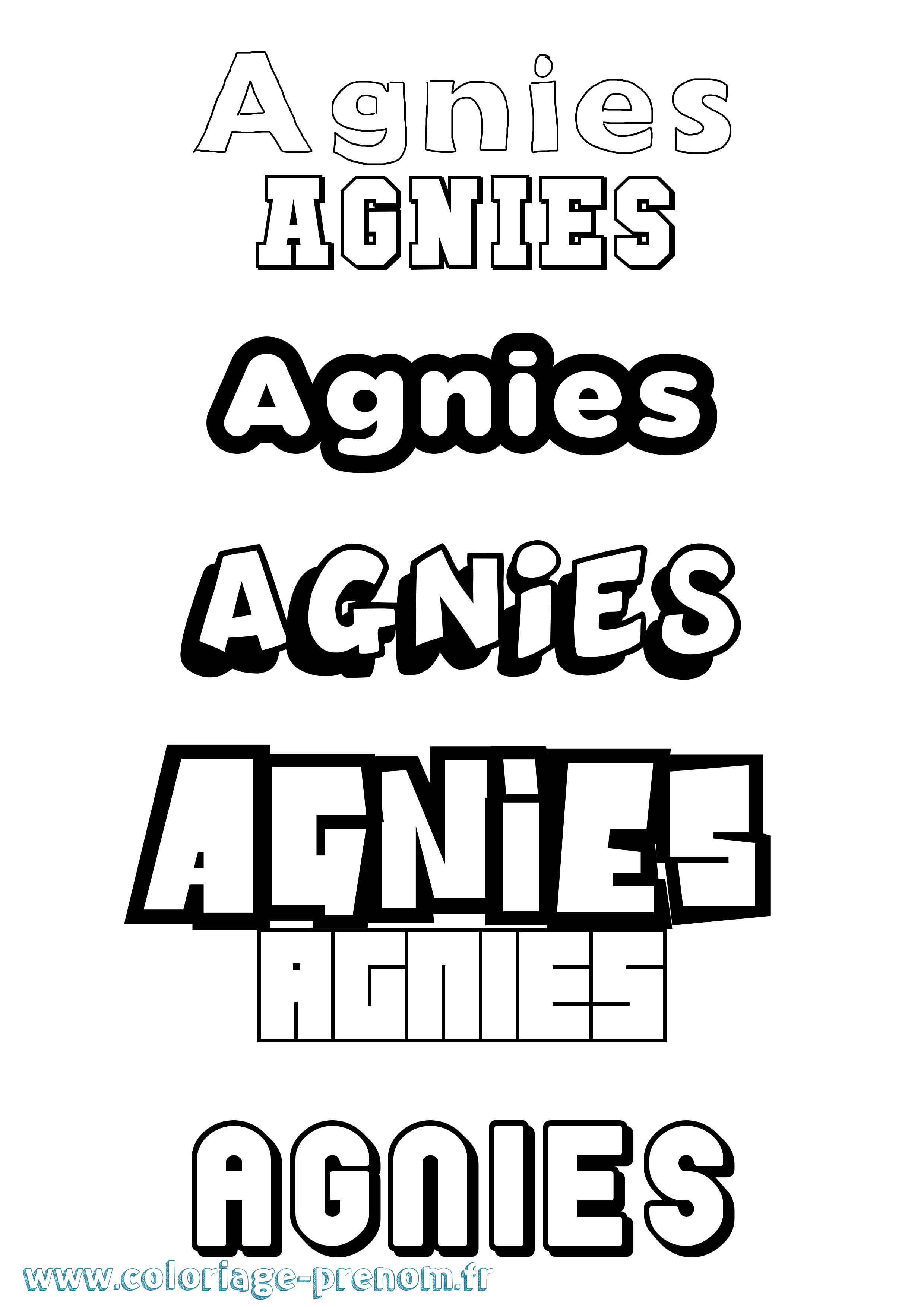 Coloriage prénom Agnies Simple