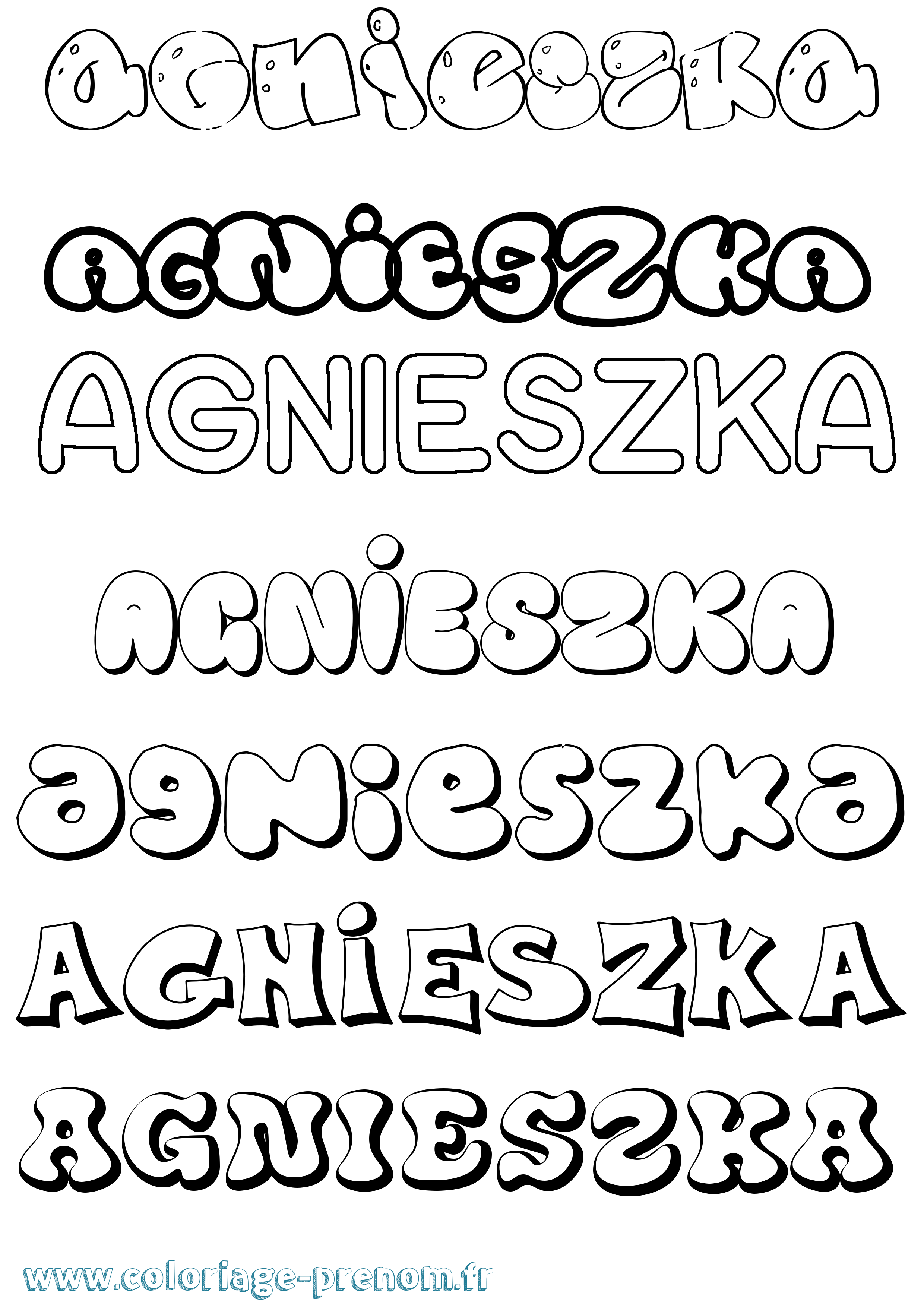 Coloriage Agnieszka Bubble Coloriage prénom Agnieszka Bubble