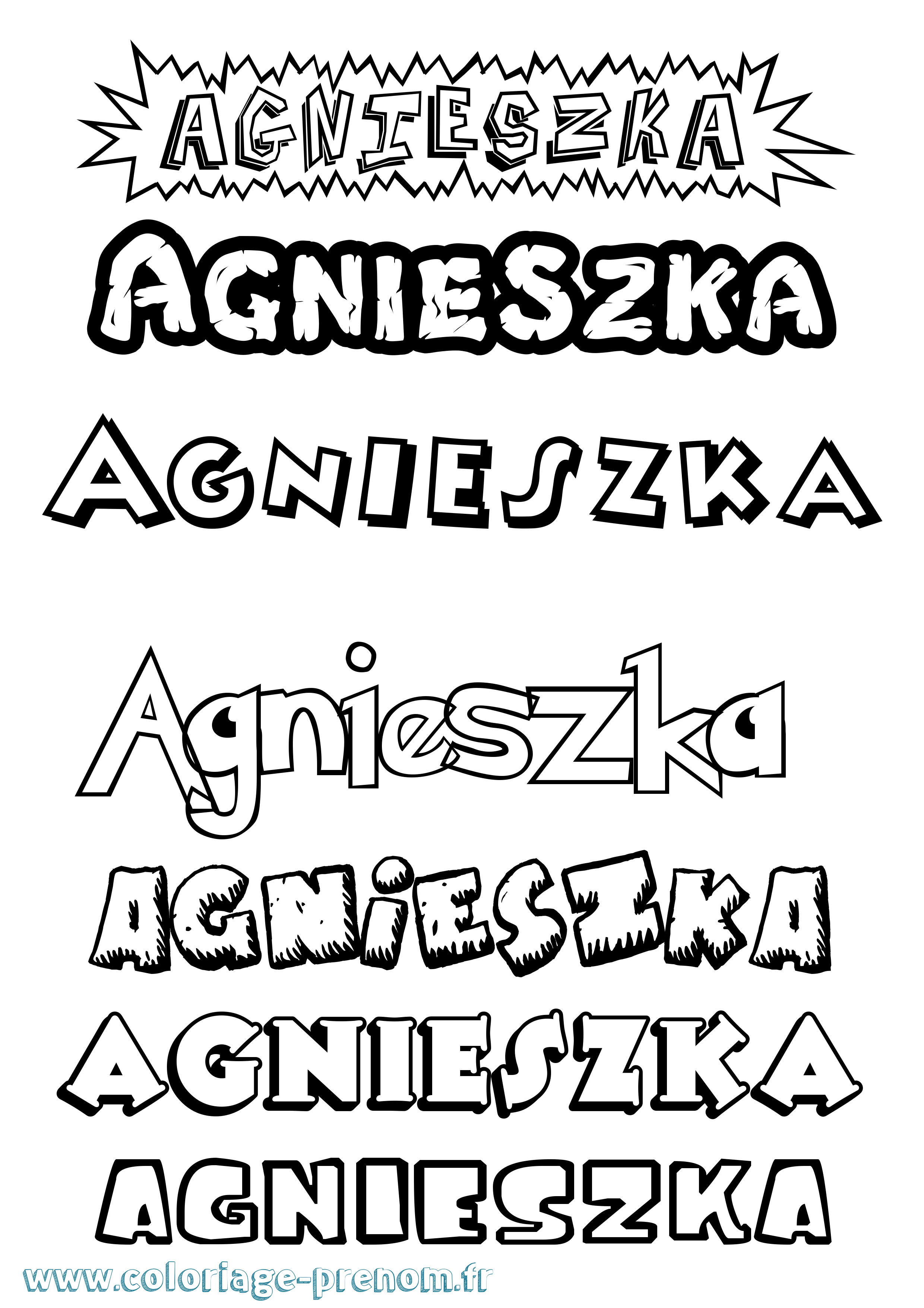 Coloriage Agnieszka Dessin Animé Coloriage prénom Agnieszka Dessin Animé
