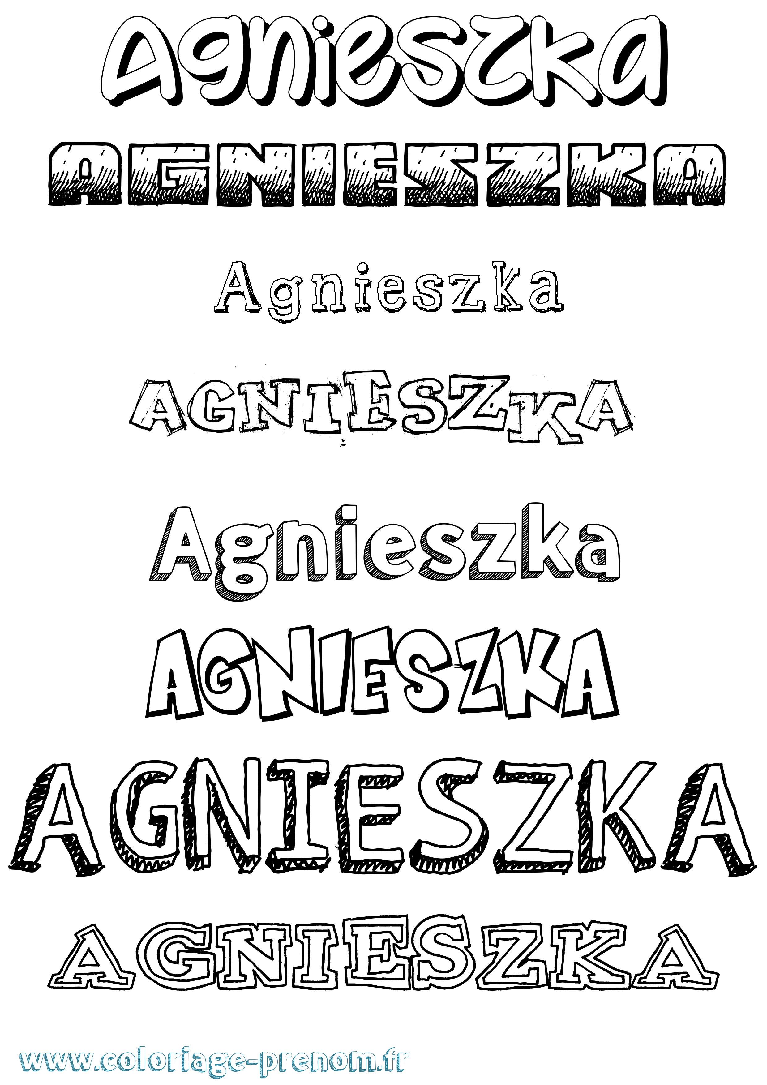Coloriage prénom Agnieszka Dessiné