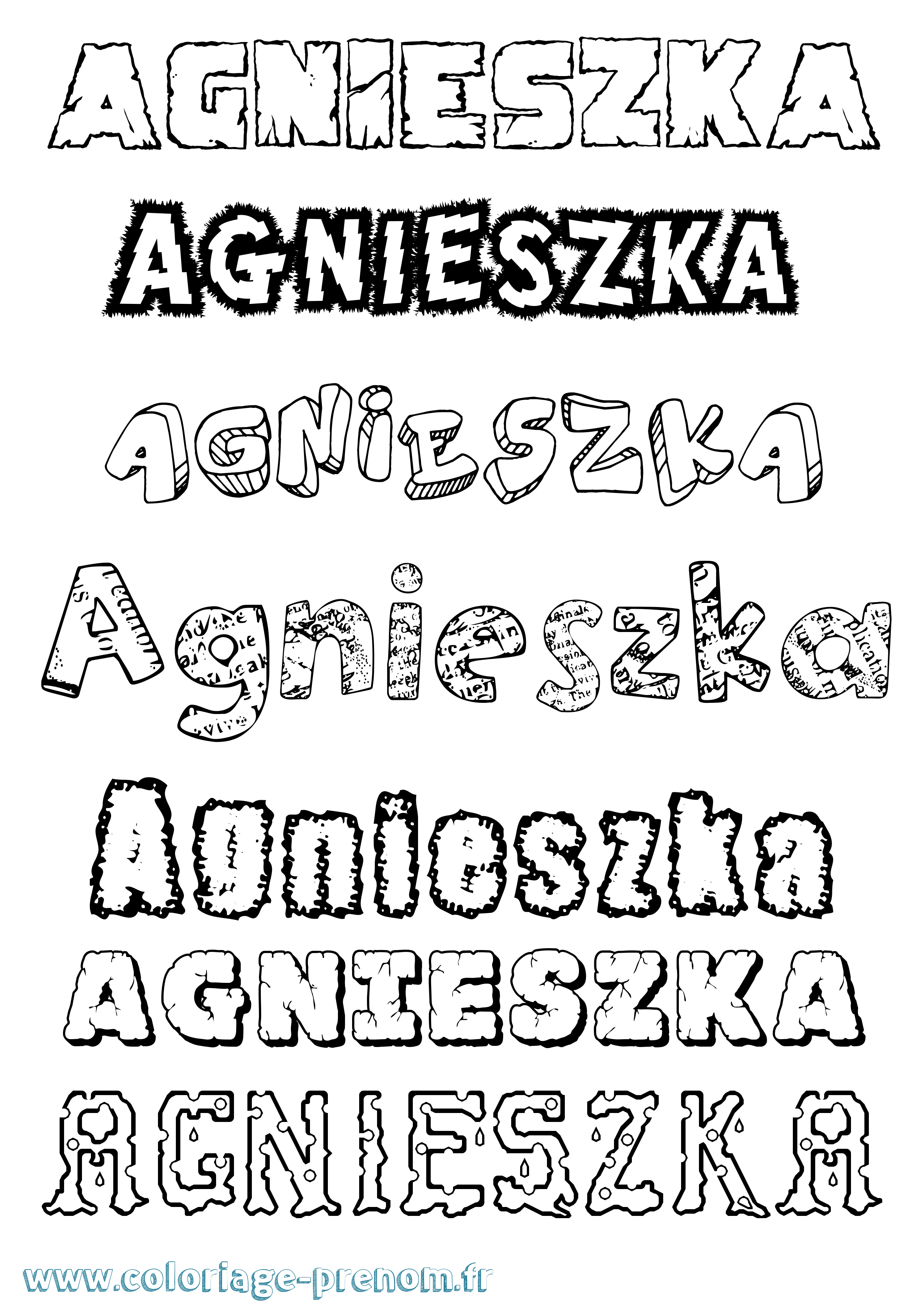 Coloriage prénom Agnieszka Destructuré