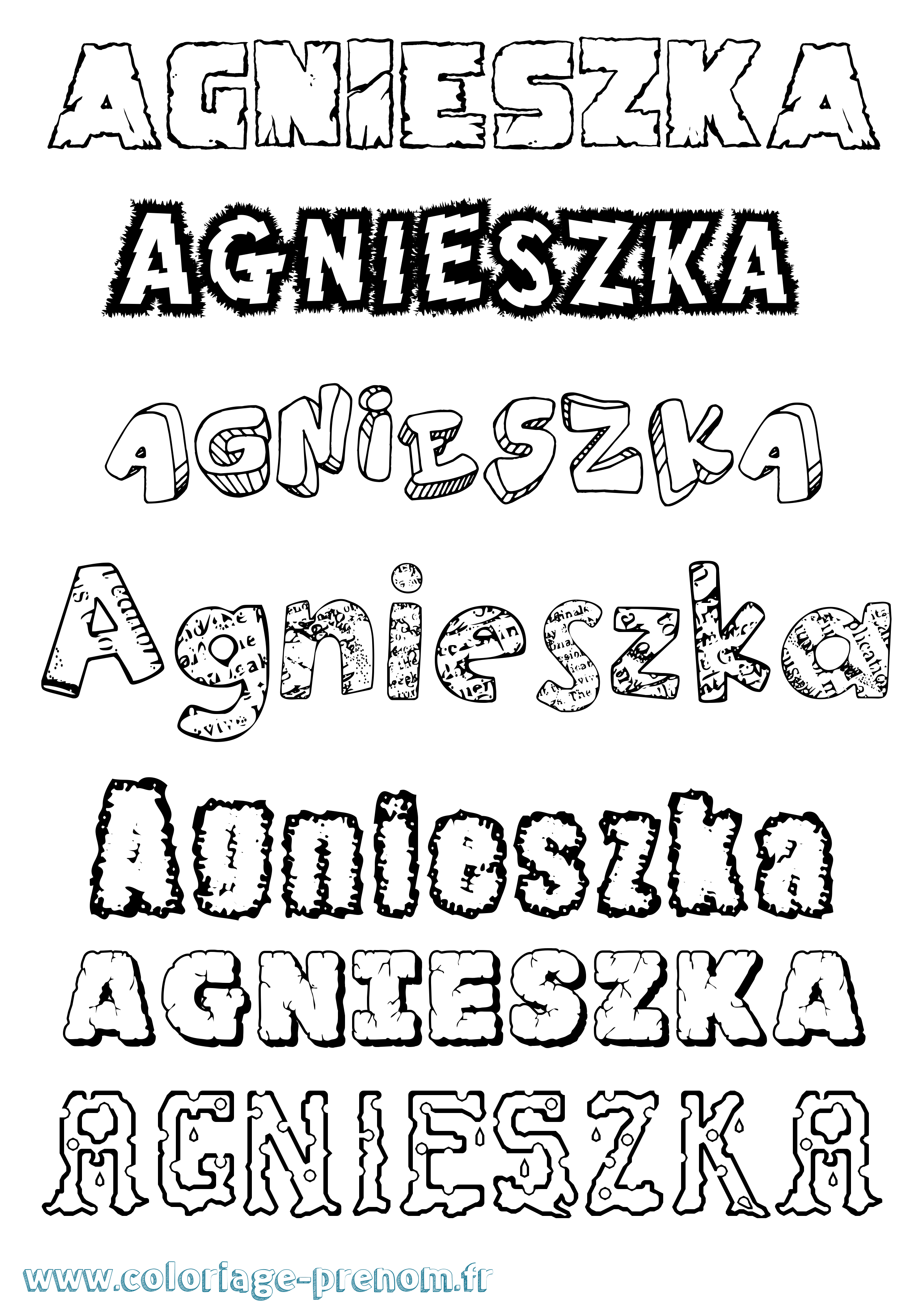 Coloriage Agnieszka Destructuré Coloriage prénom Agnieszka Destructuré