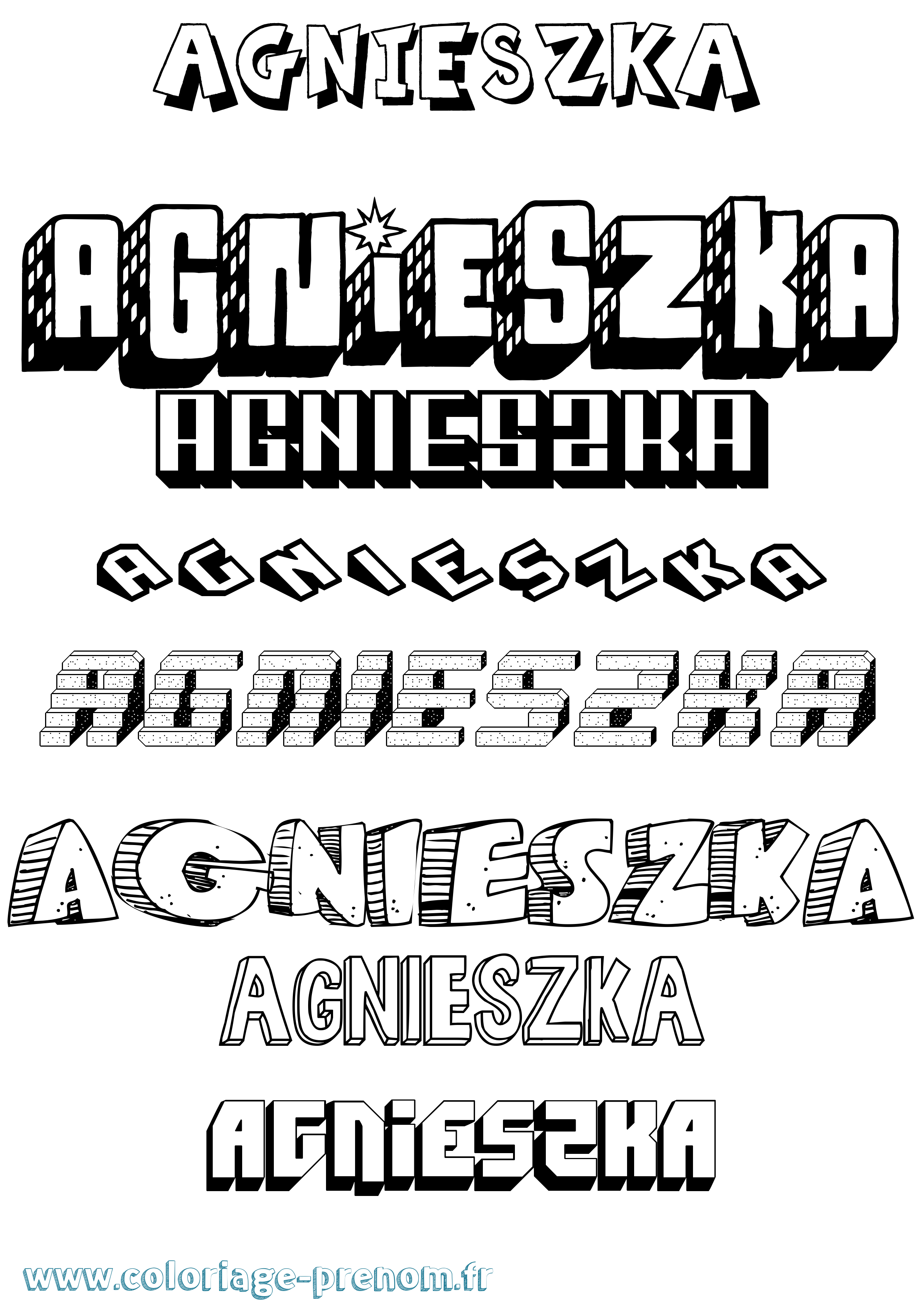 Coloriage Agnieszka Effet 3D Coloriage prénom Agnieszka Effet 3D