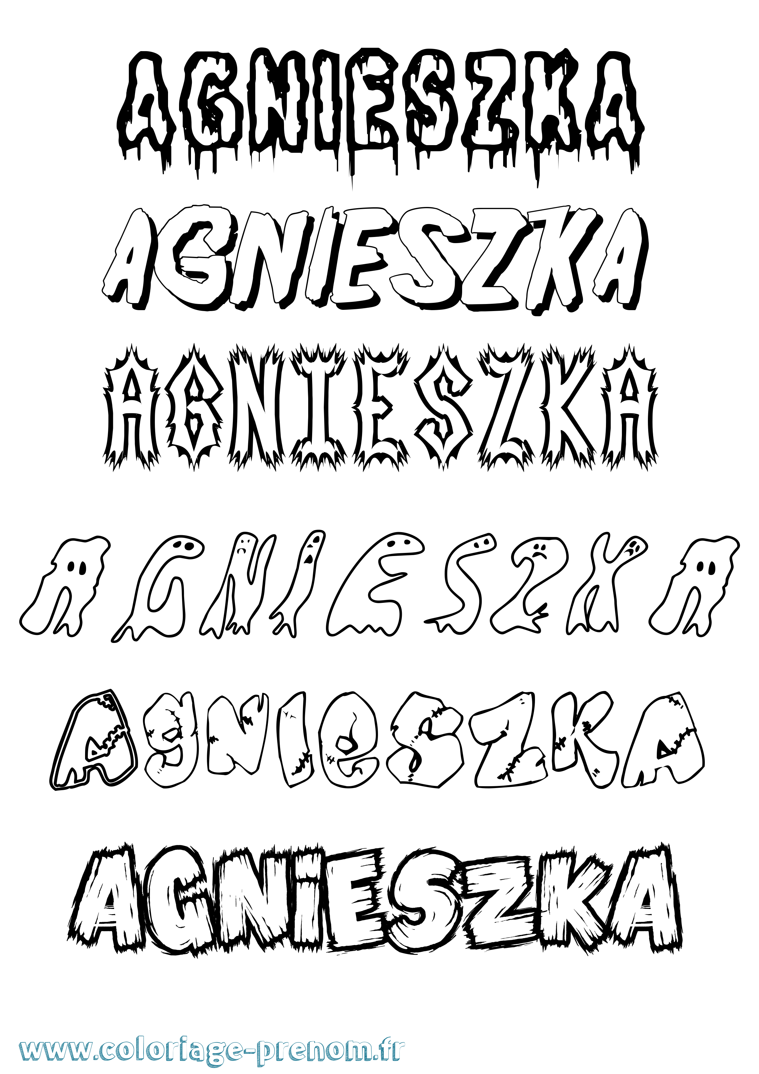 Coloriage Agnieszka Frisson Coloriage prénom Agnieszka Frisson