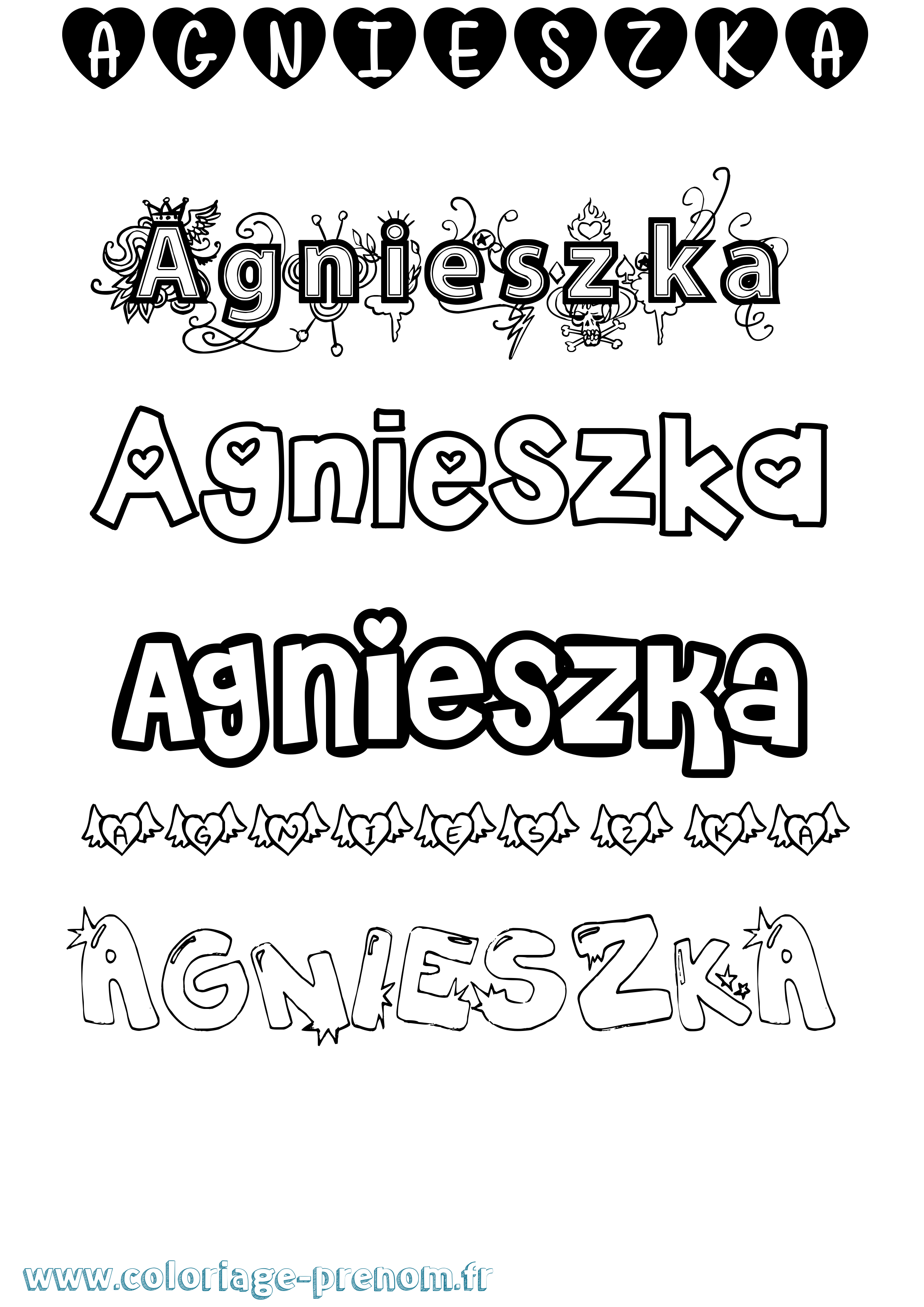 Coloriage Agnieszka Girly Coloriage prénom Agnieszka Girly