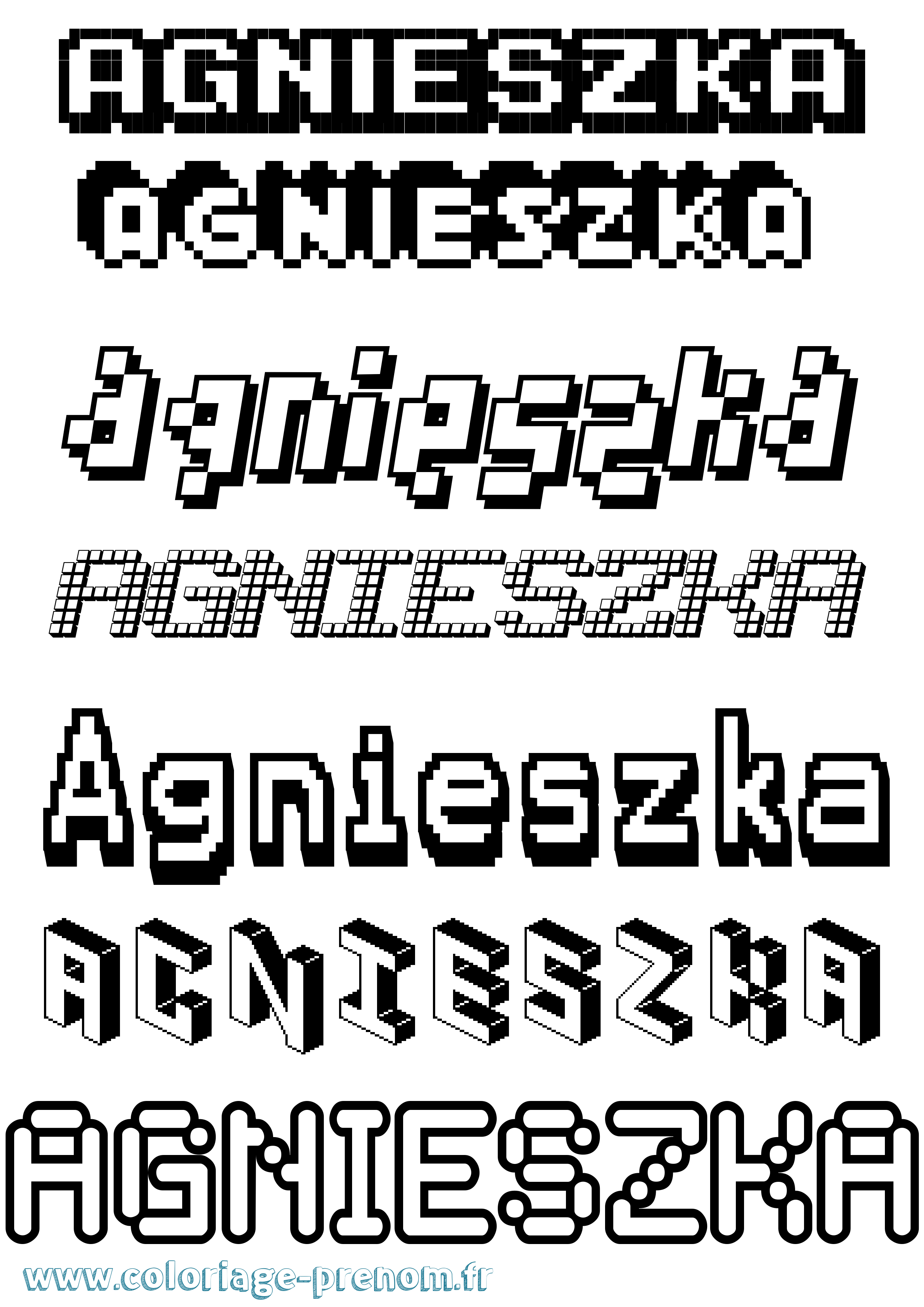 Coloriage prénom Agnieszka Pixel