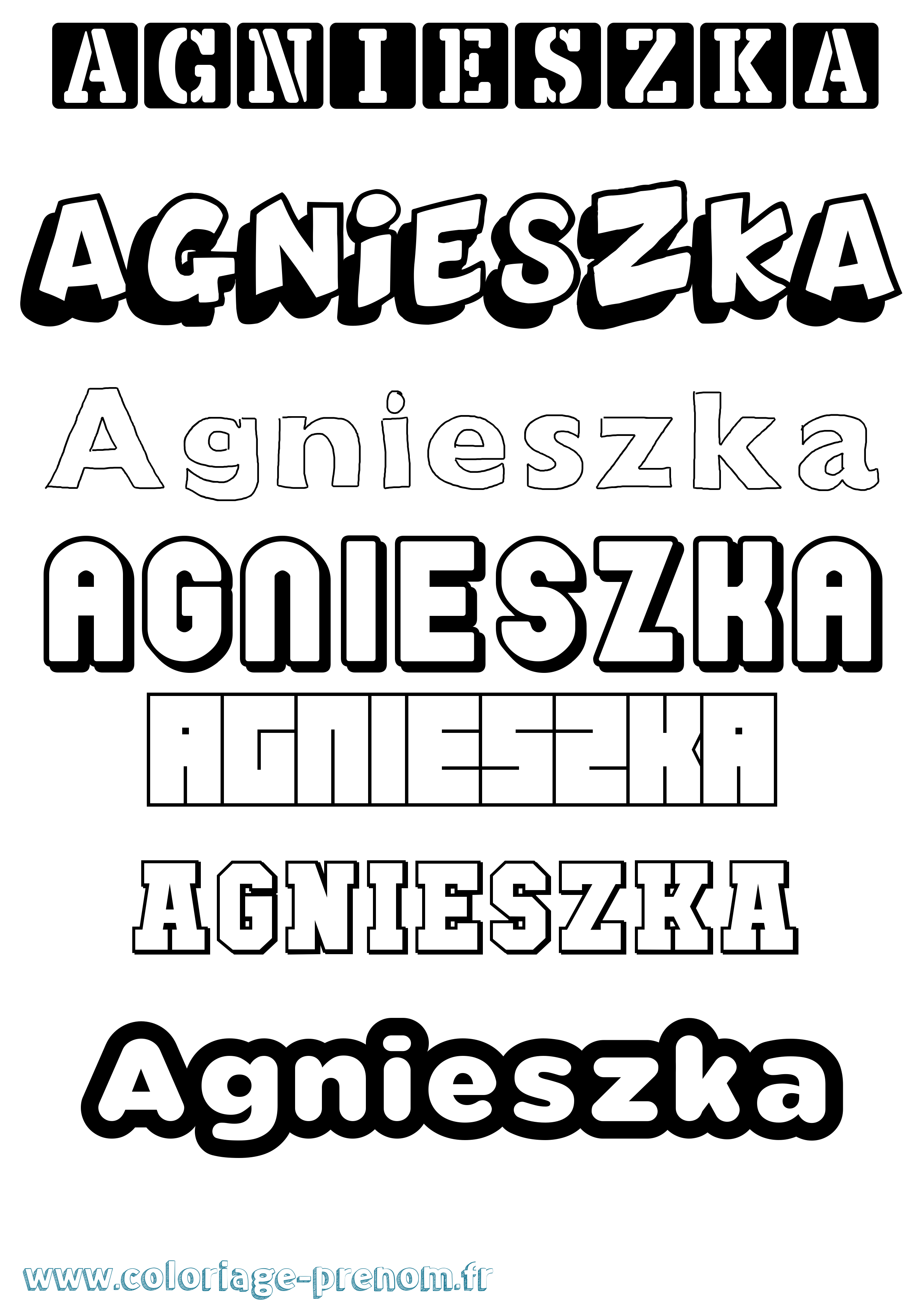 Coloriage prénom Agnieszka Simple