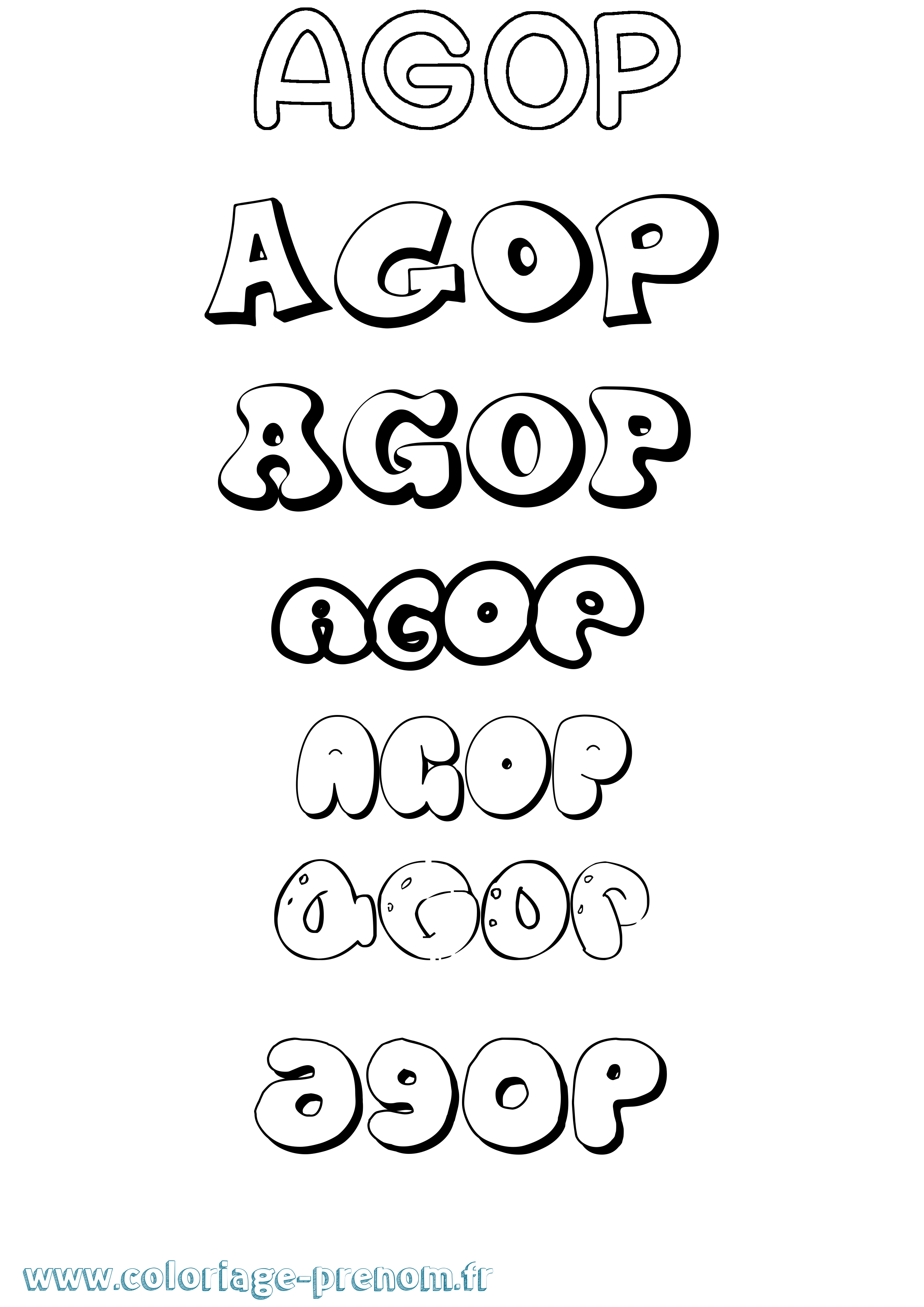 Coloriage Agop Bubble Coloriage prénom Agop Bubble