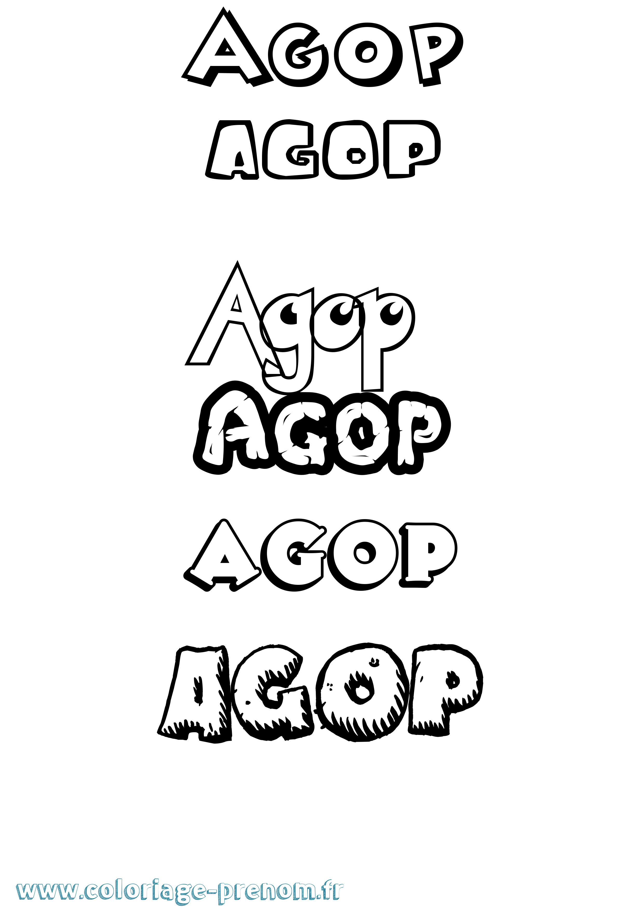 Coloriage Agop Dessin Animé Coloriage prénom Agop Dessin Animé