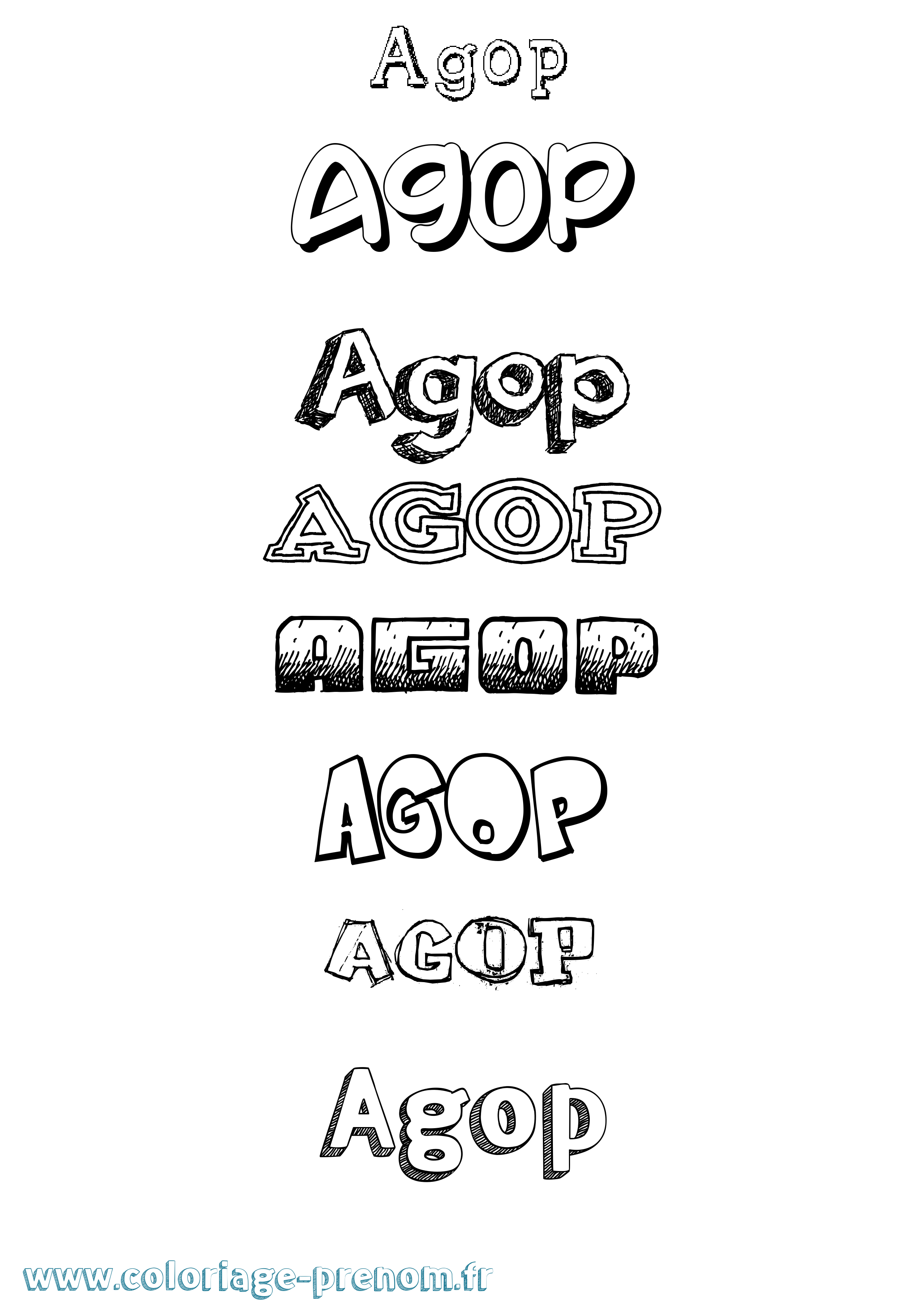 Coloriage Agop Dessiné Coloriage prénom Agop Dessiné