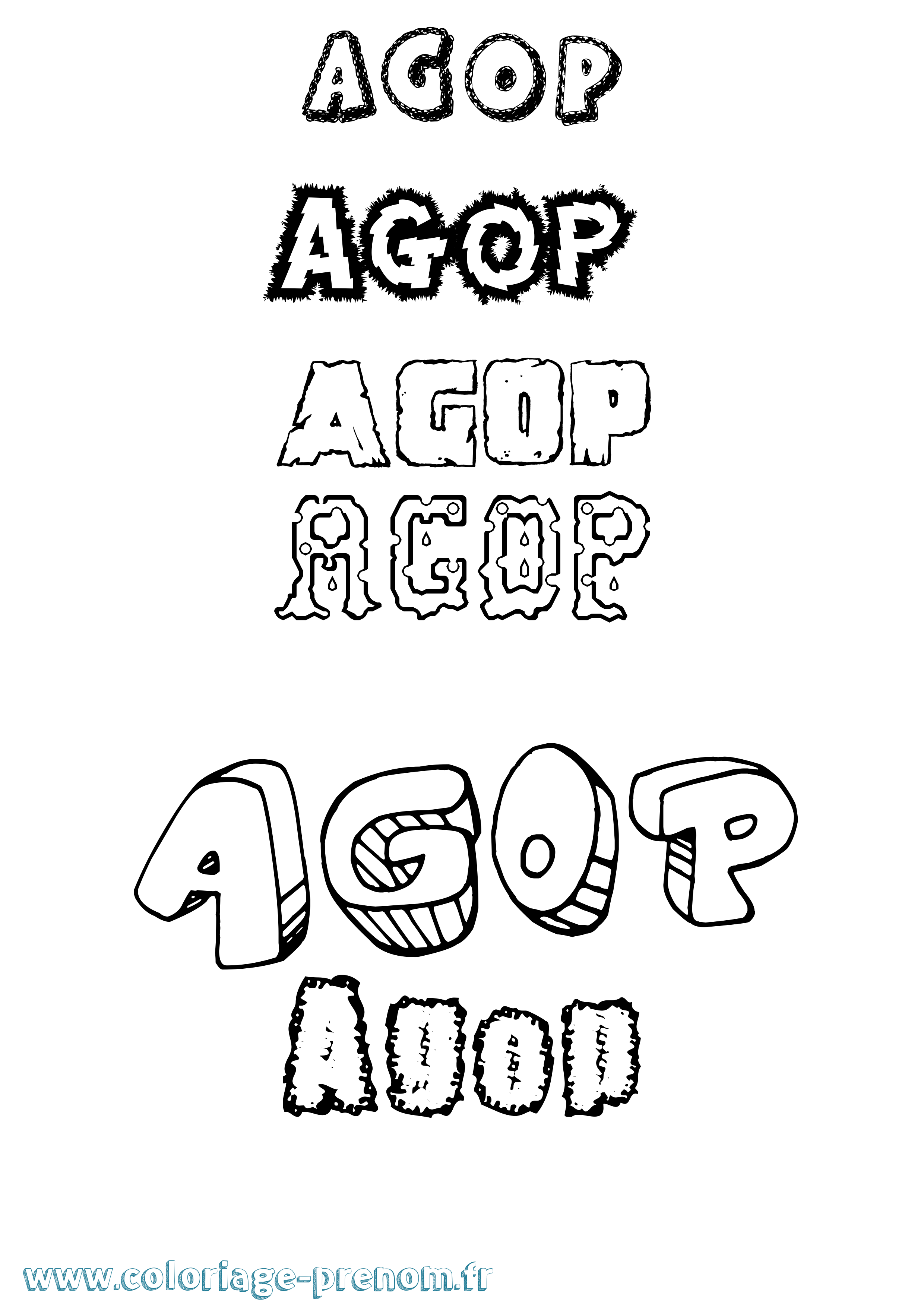 Coloriage Agop Destructuré Coloriage prénom Agop Destructuré