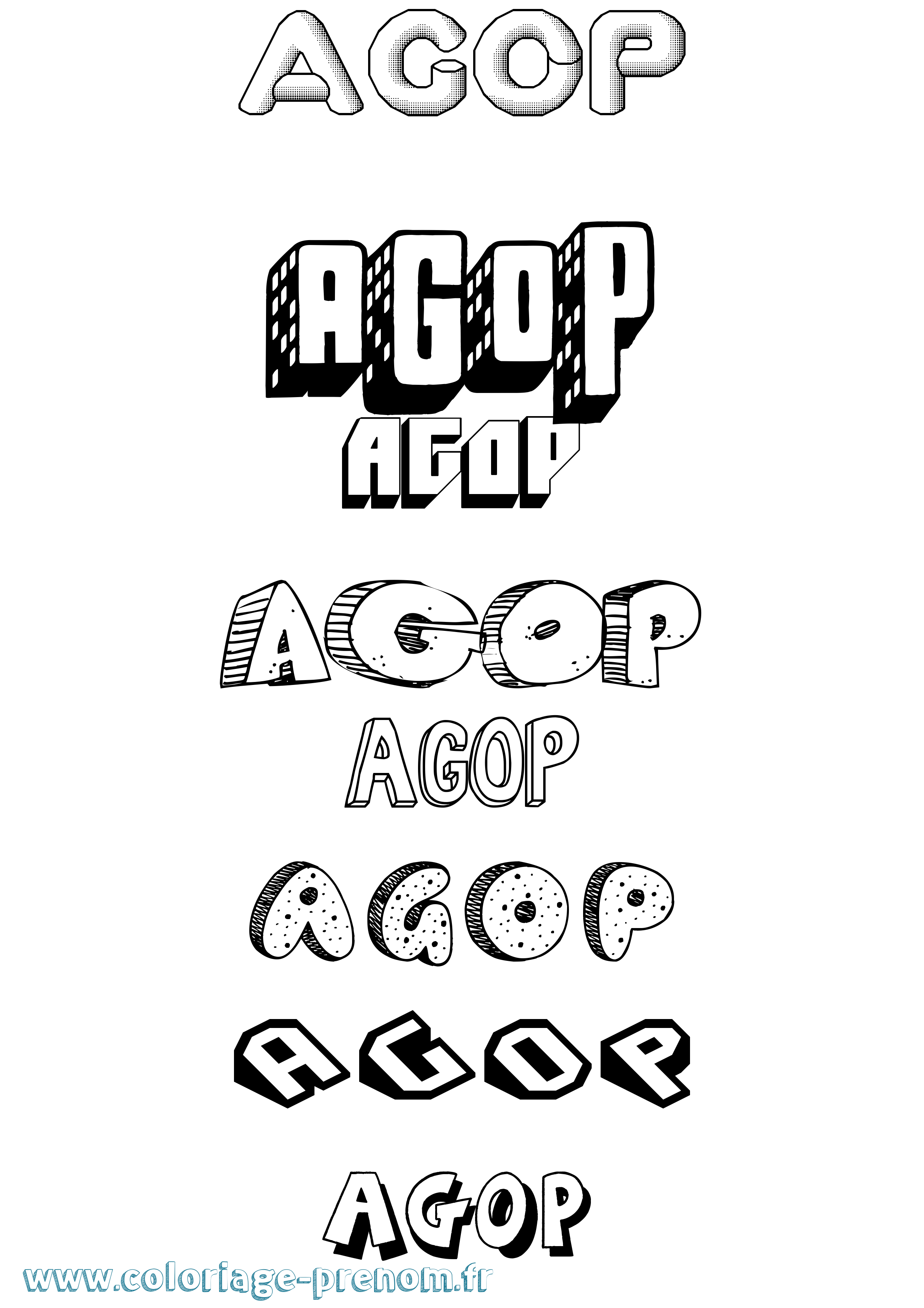 Coloriage Agop Effet 3D Coloriage prénom Agop Effet 3D