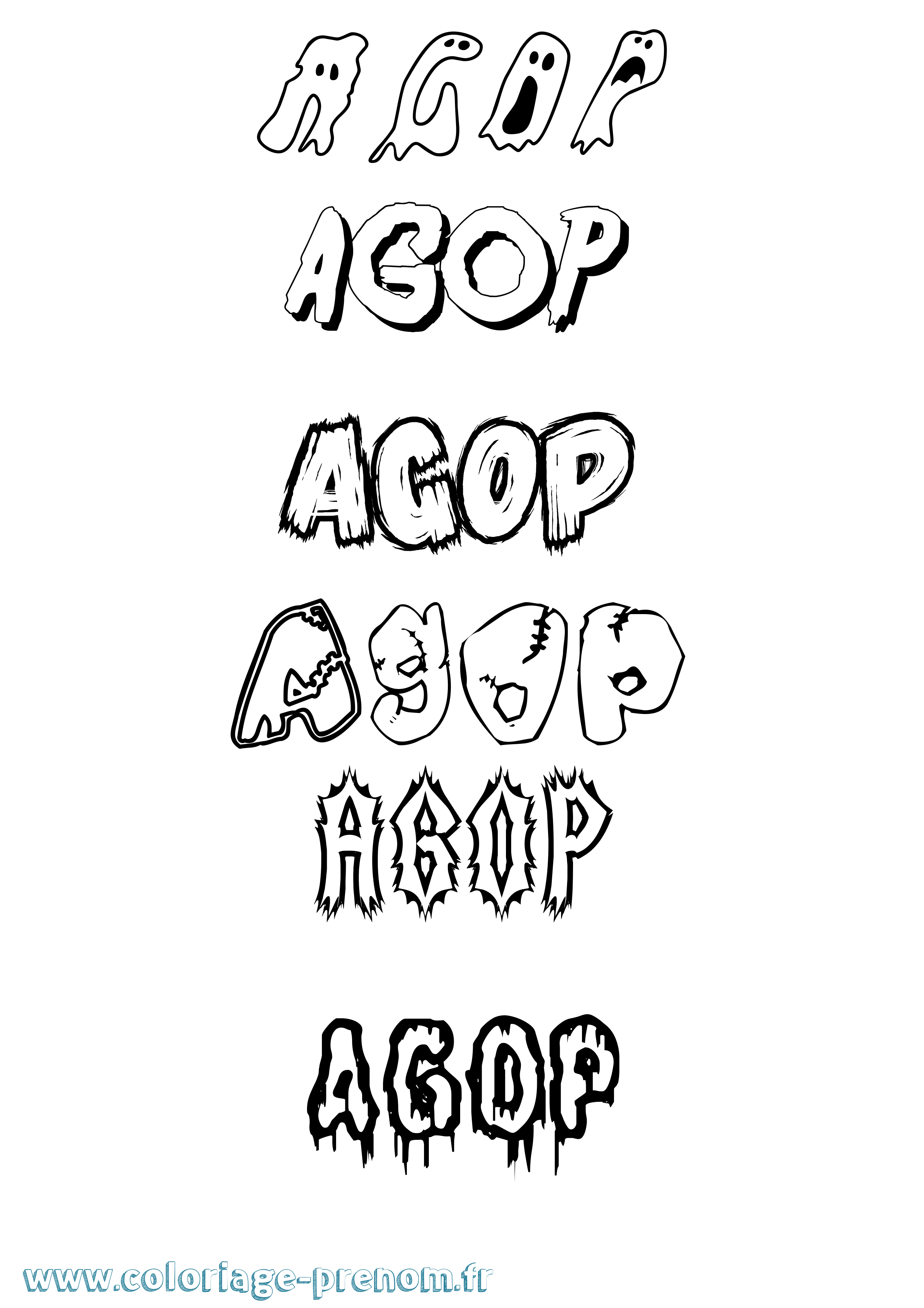 Coloriage Agop Frisson Coloriage prénom Agop Frisson