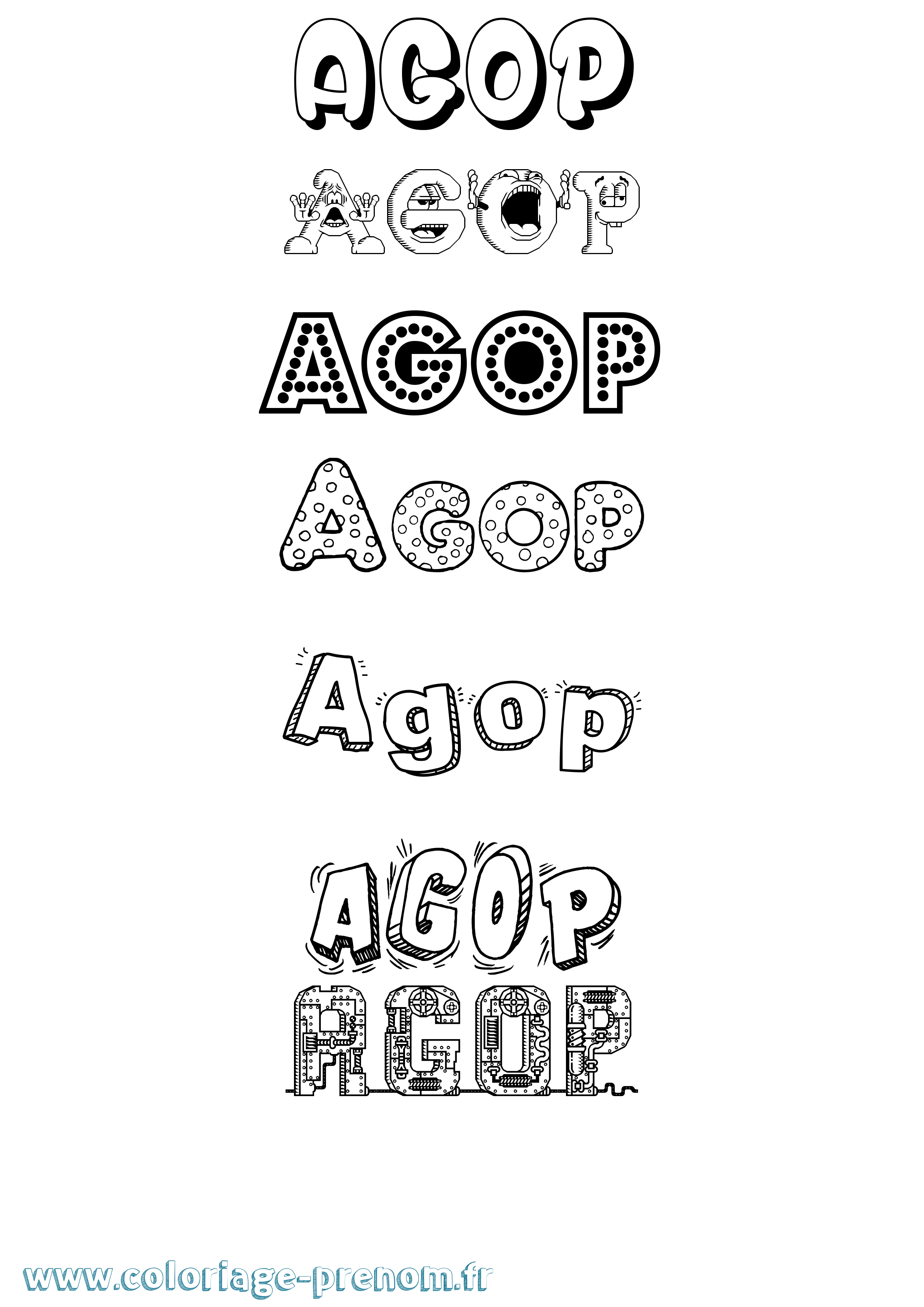 Coloriage Agop Fun Coloriage prénom Agop Fun