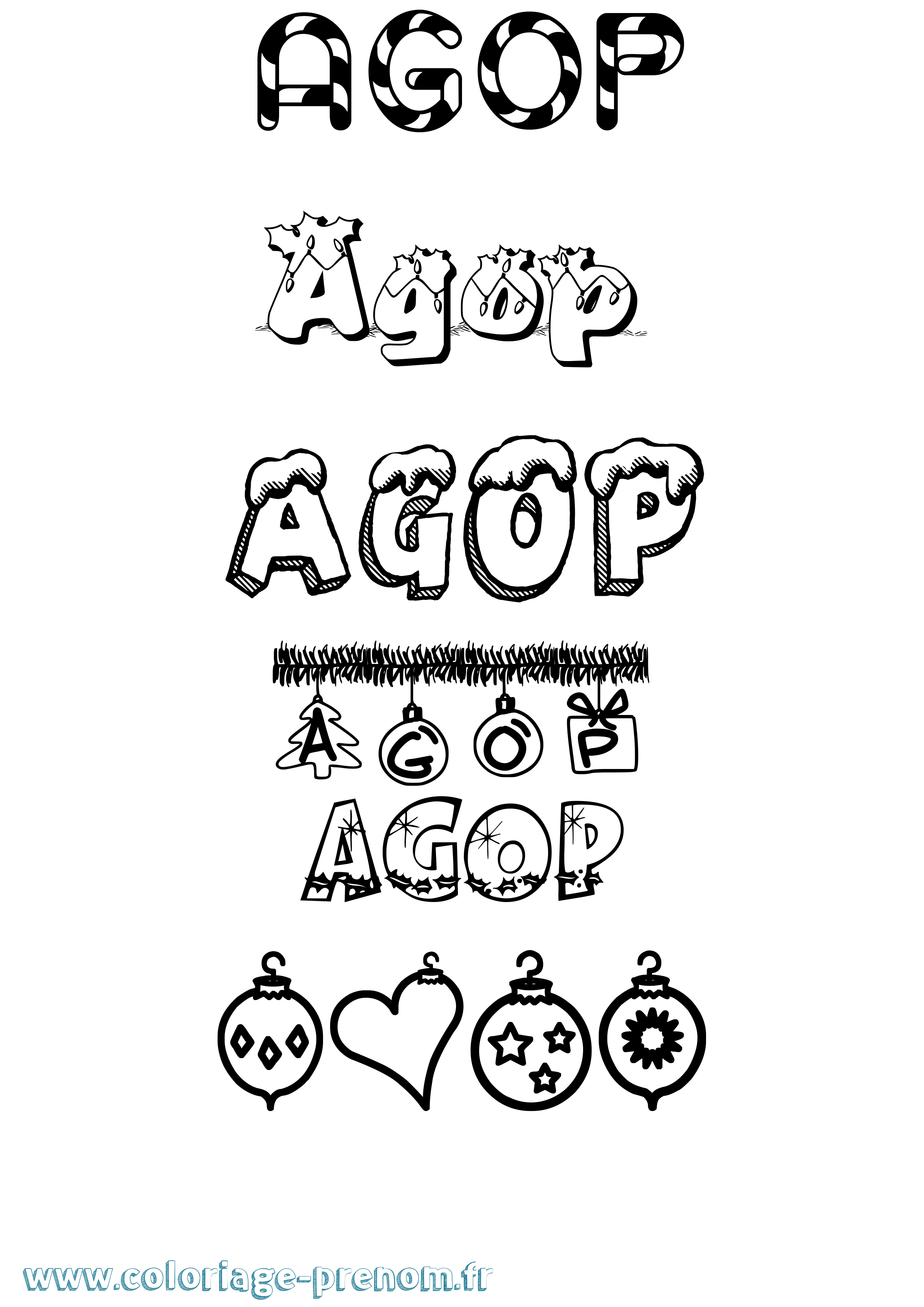 Coloriage Agop Noël Coloriage prénom Agop Noël