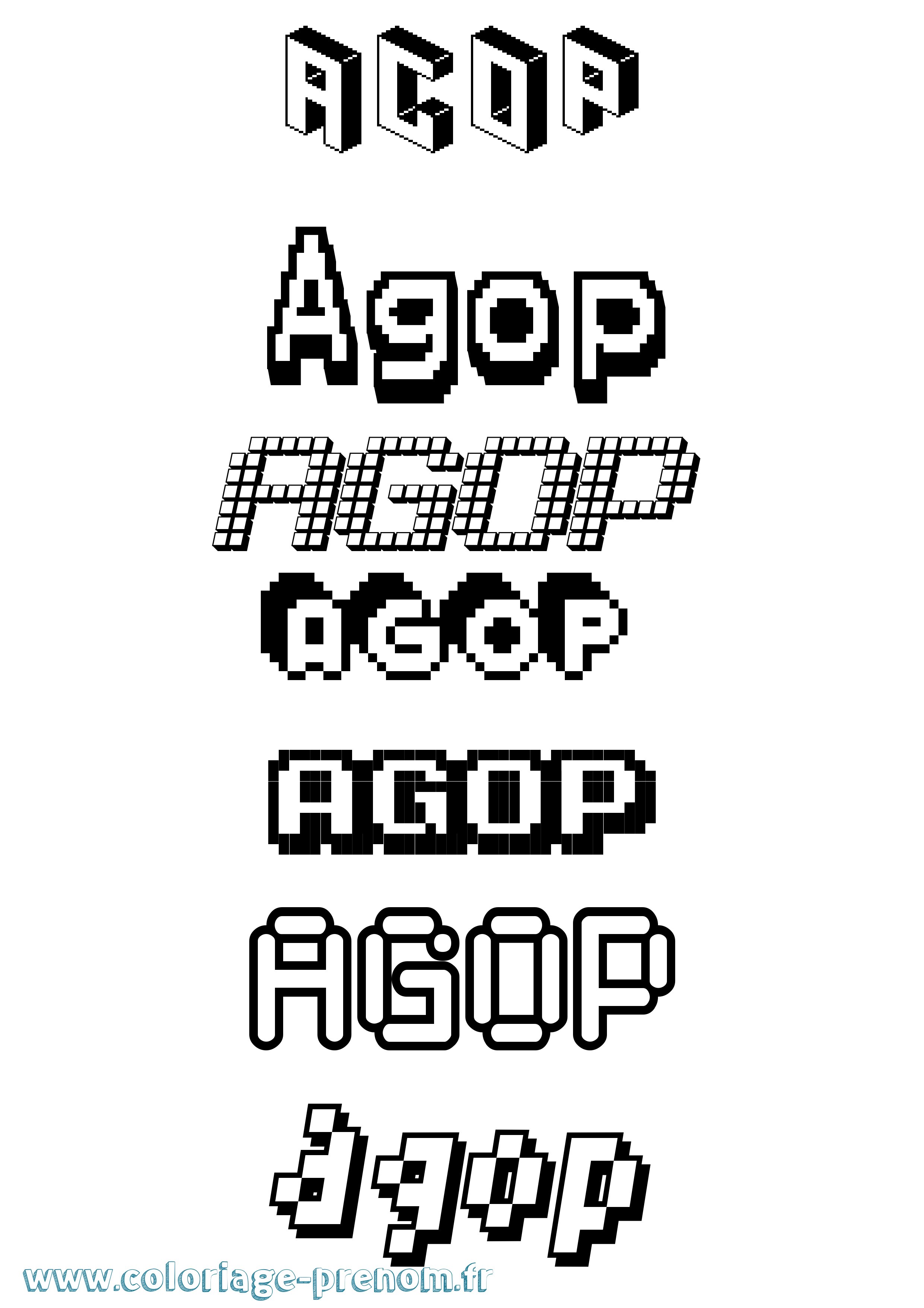 Coloriage Agop Pixel Coloriage prénom Agop Pixel