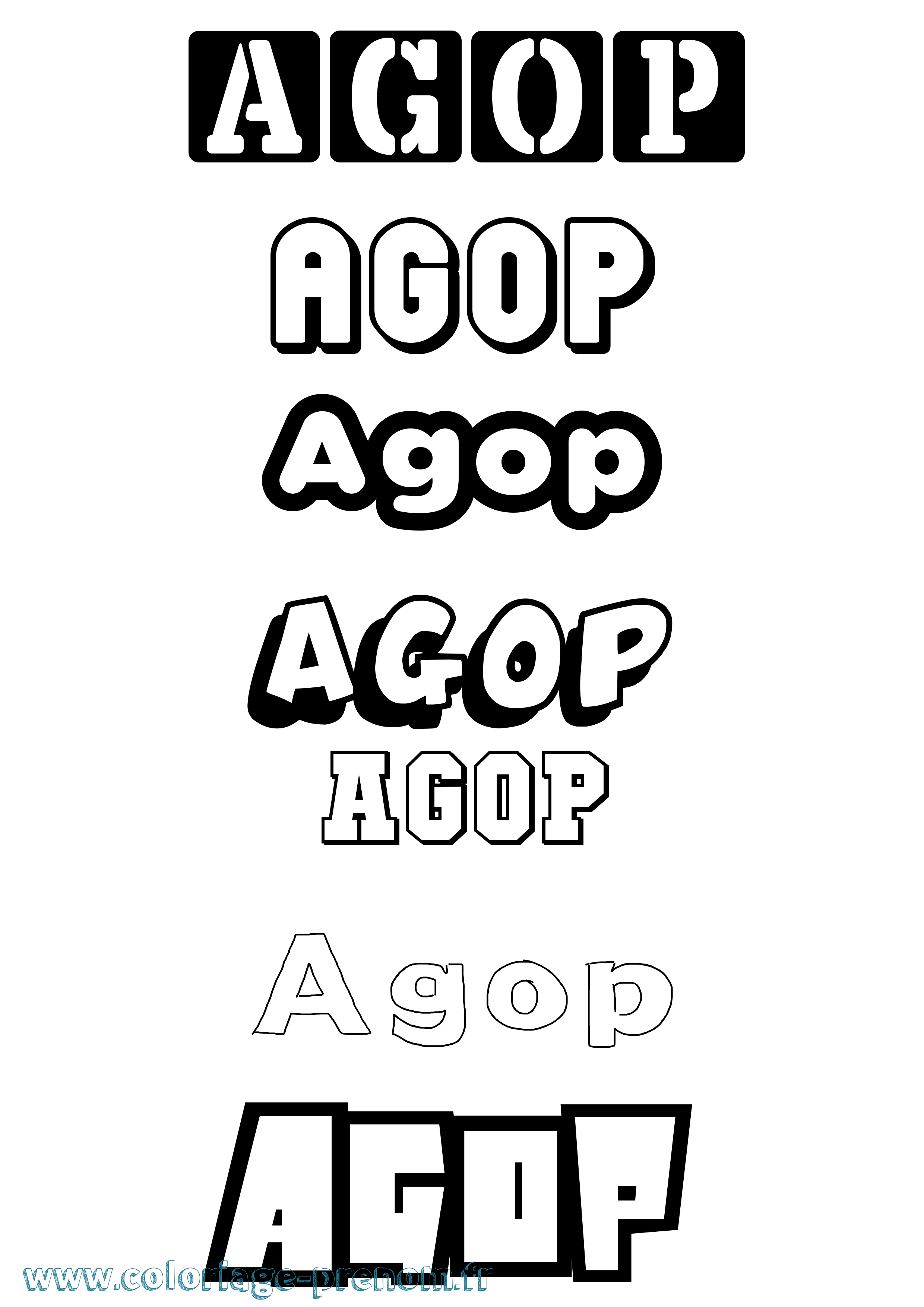 Coloriage Agop Simple Coloriage prénom Agop Simple