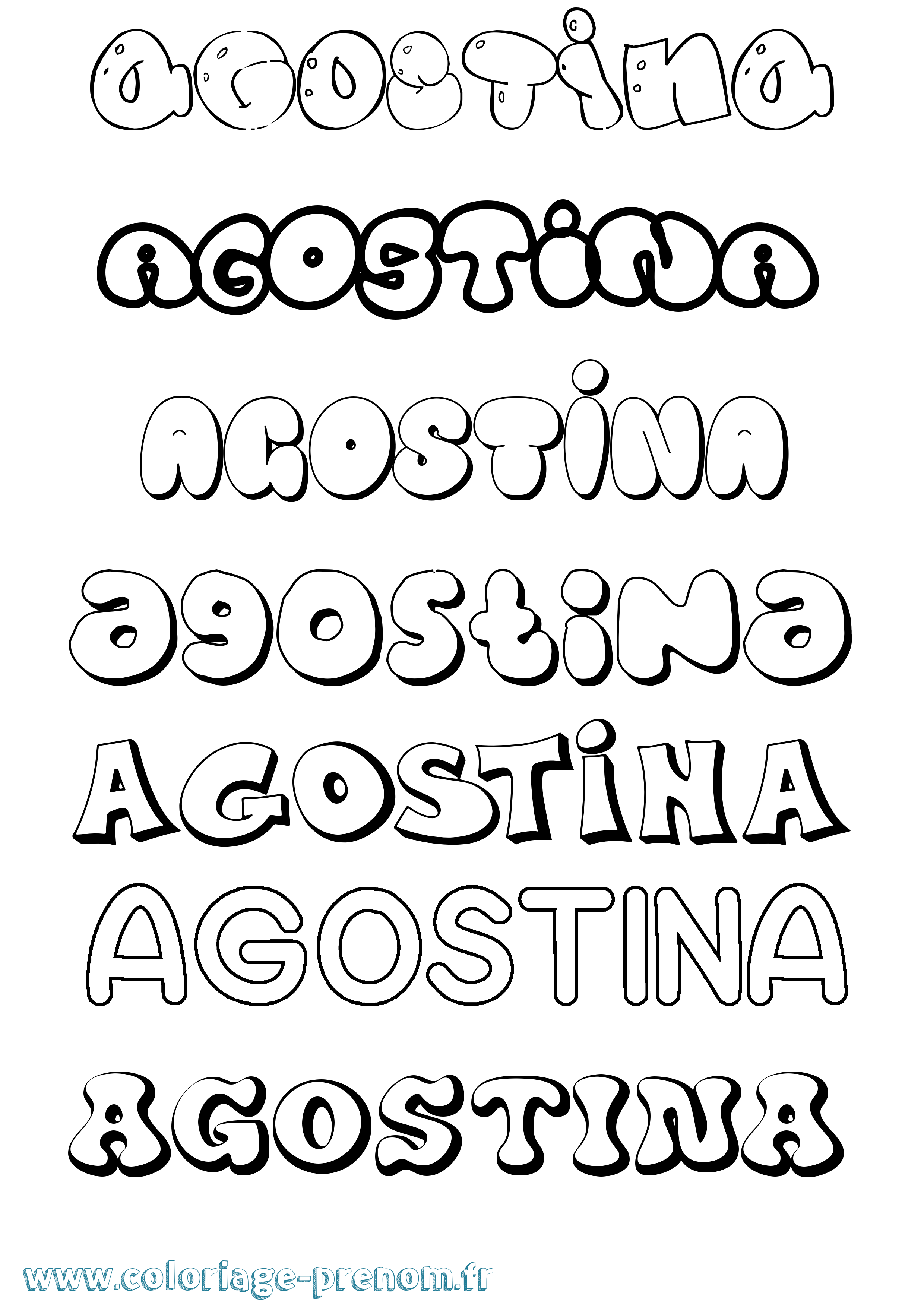 Coloriage prénom Agostina Bubble