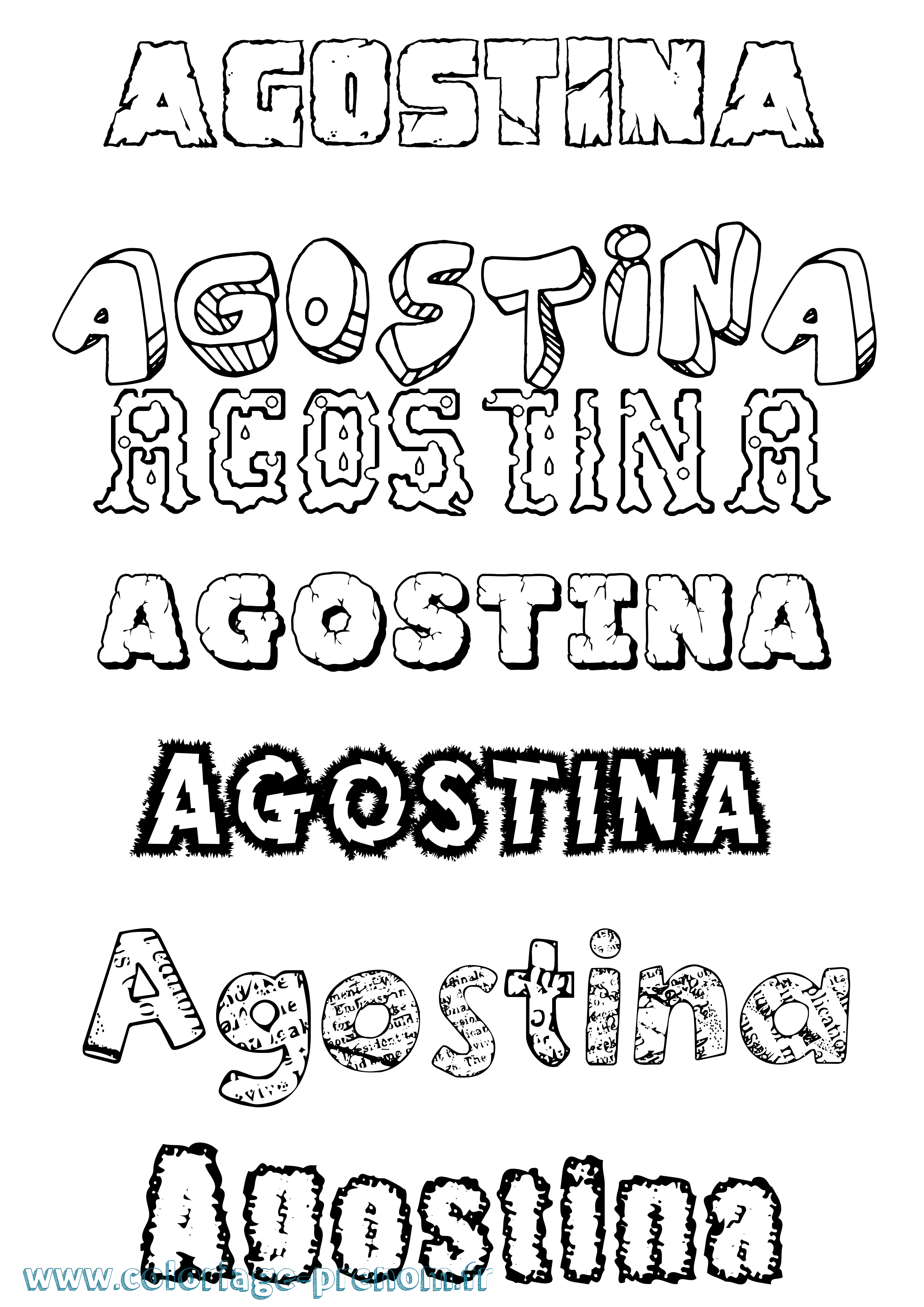 Coloriage prénom Agostina Destructuré