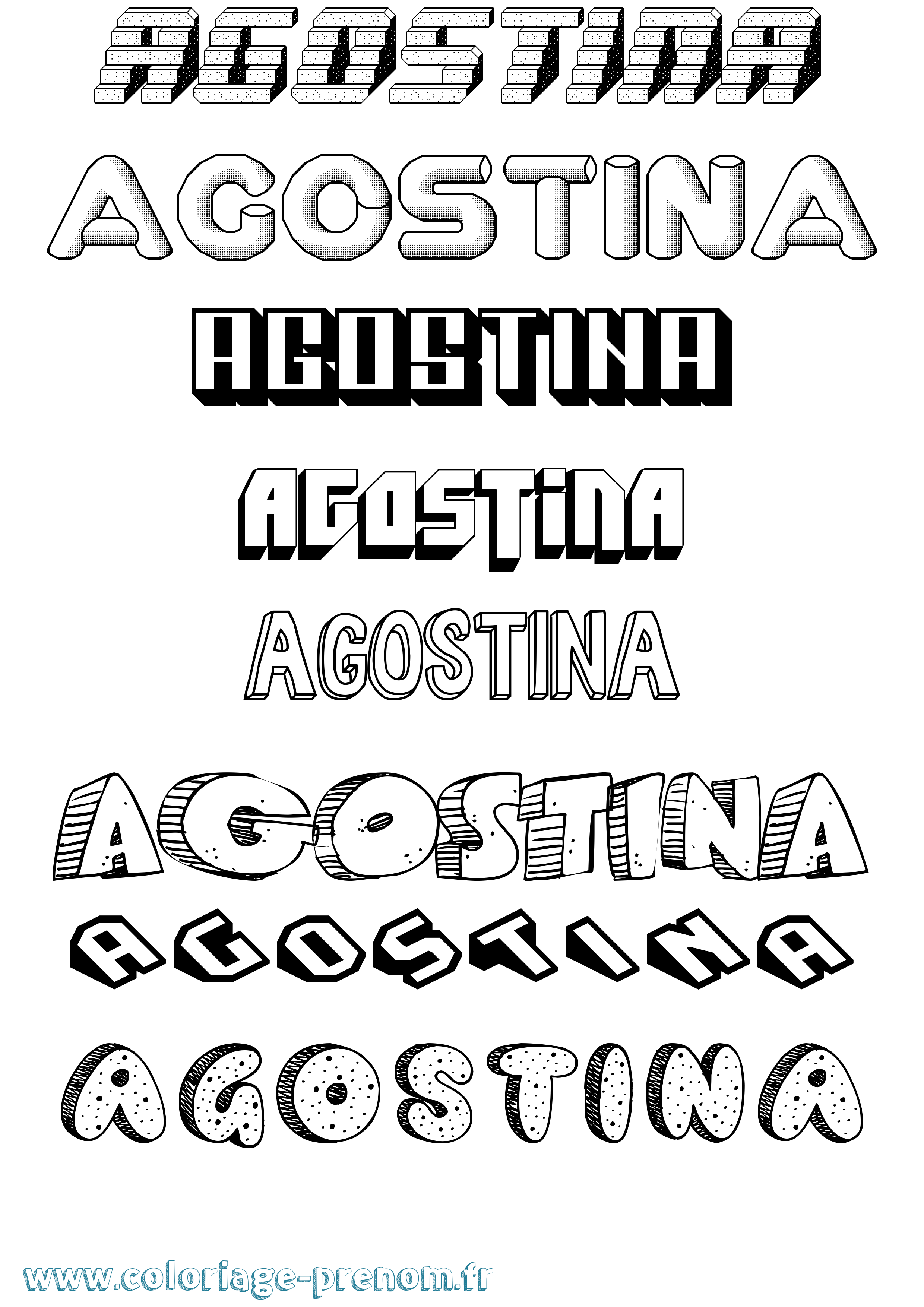 Coloriage prénom Agostina Effet 3D