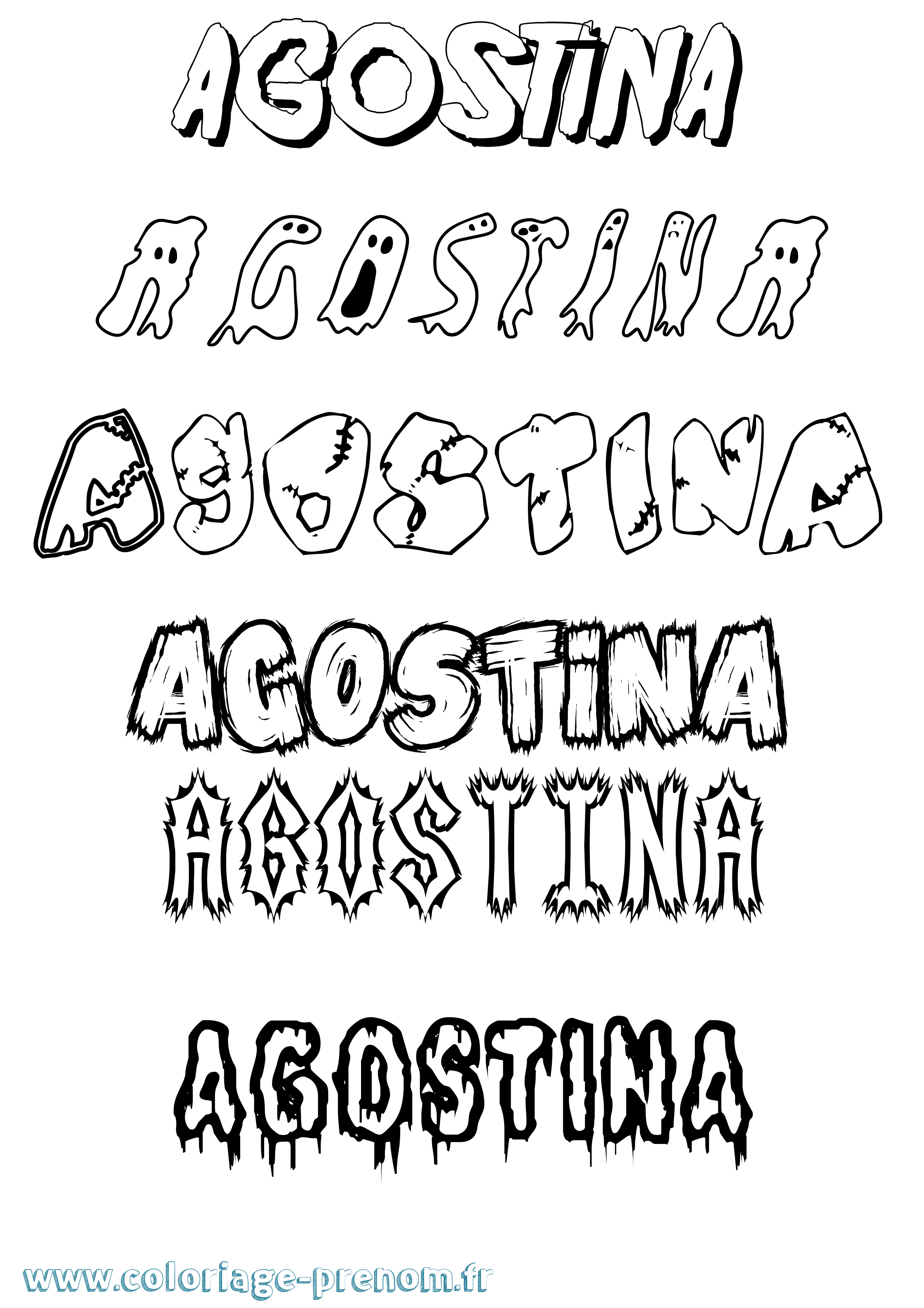 Coloriage prénom Agostina Frisson