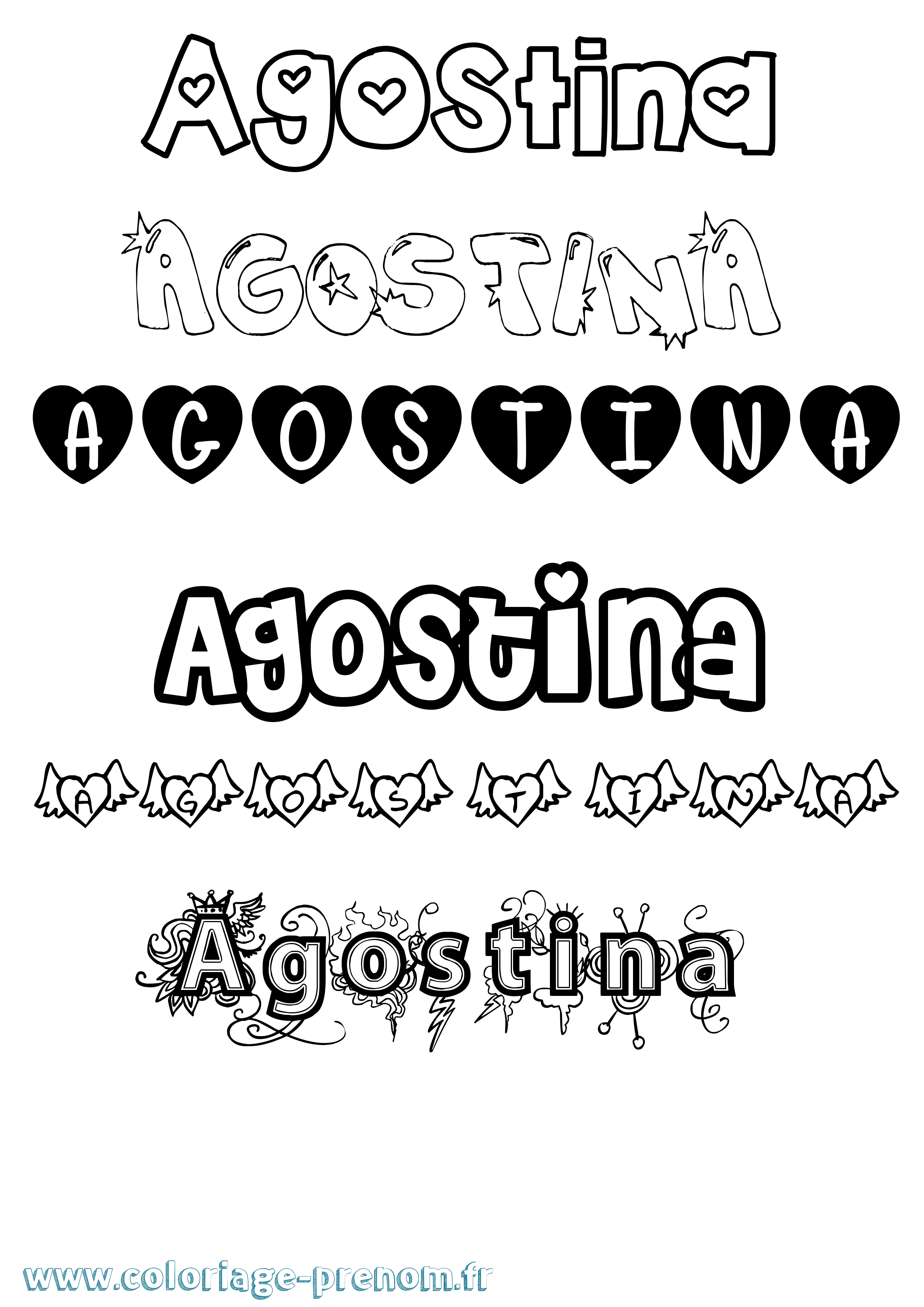 Coloriage prénom Agostina Girly