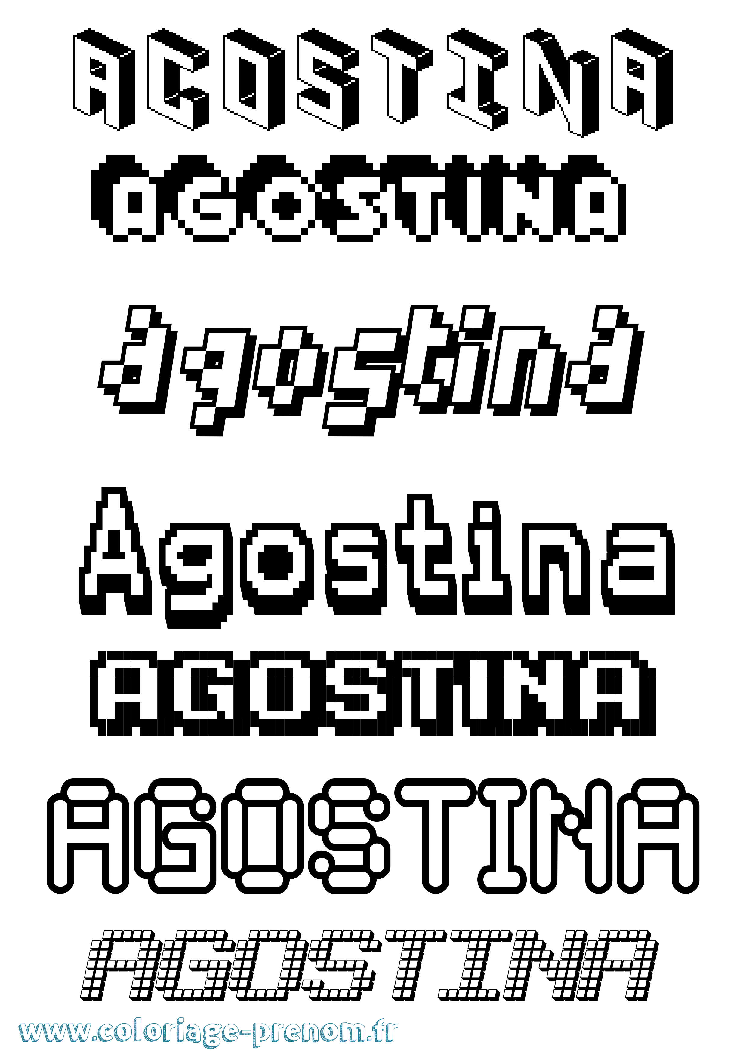 Coloriage prénom Agostina Pixel