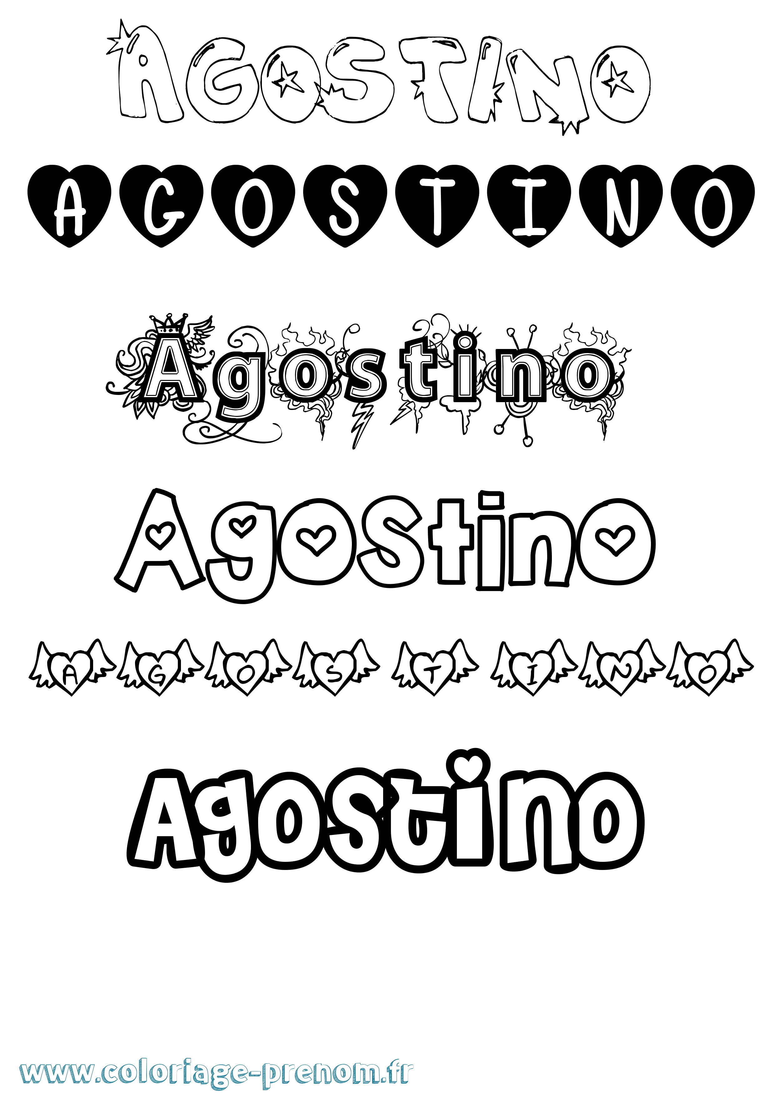 Coloriage prénom Agostino Girly