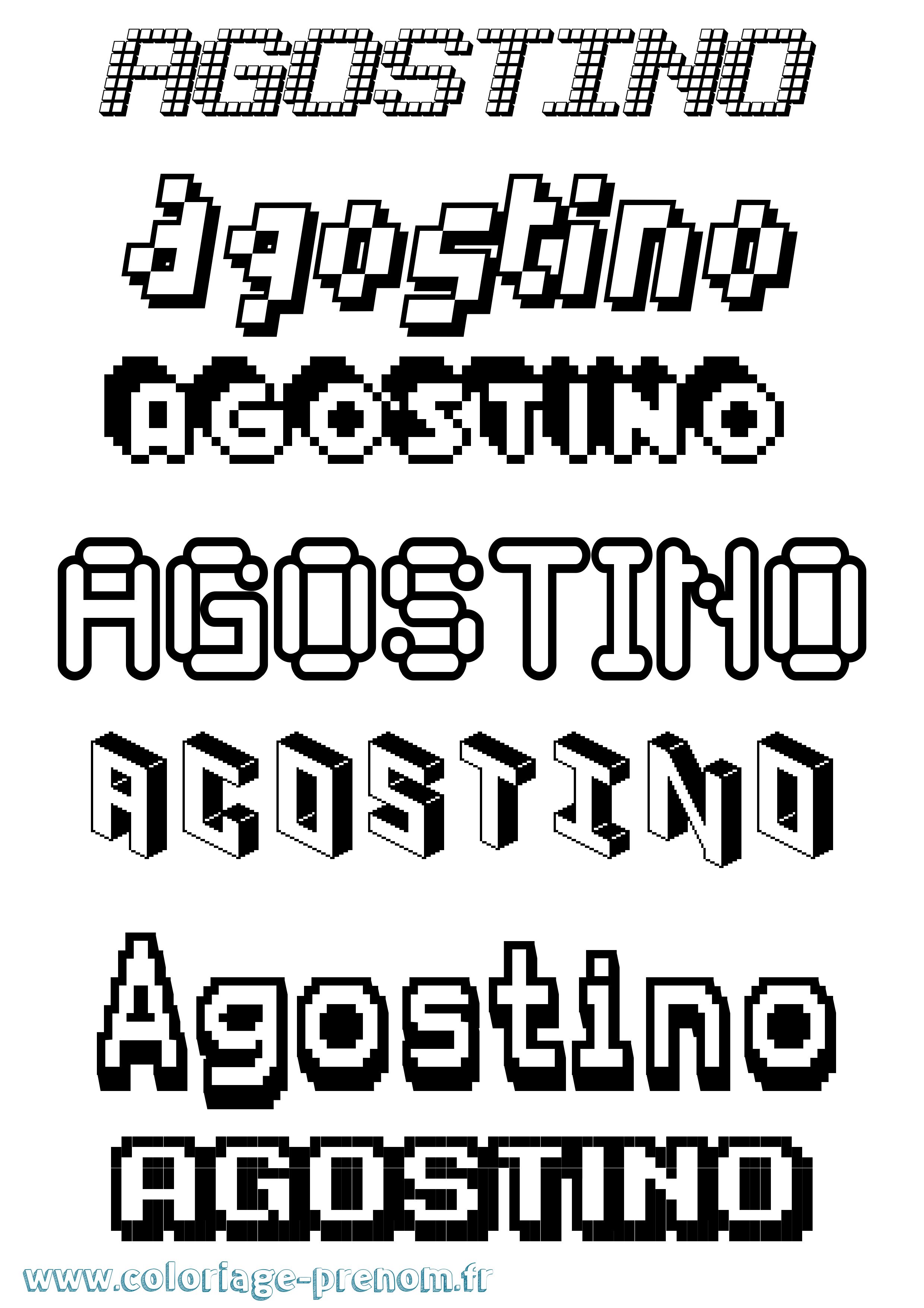 Coloriage prénom Agostino Pixel