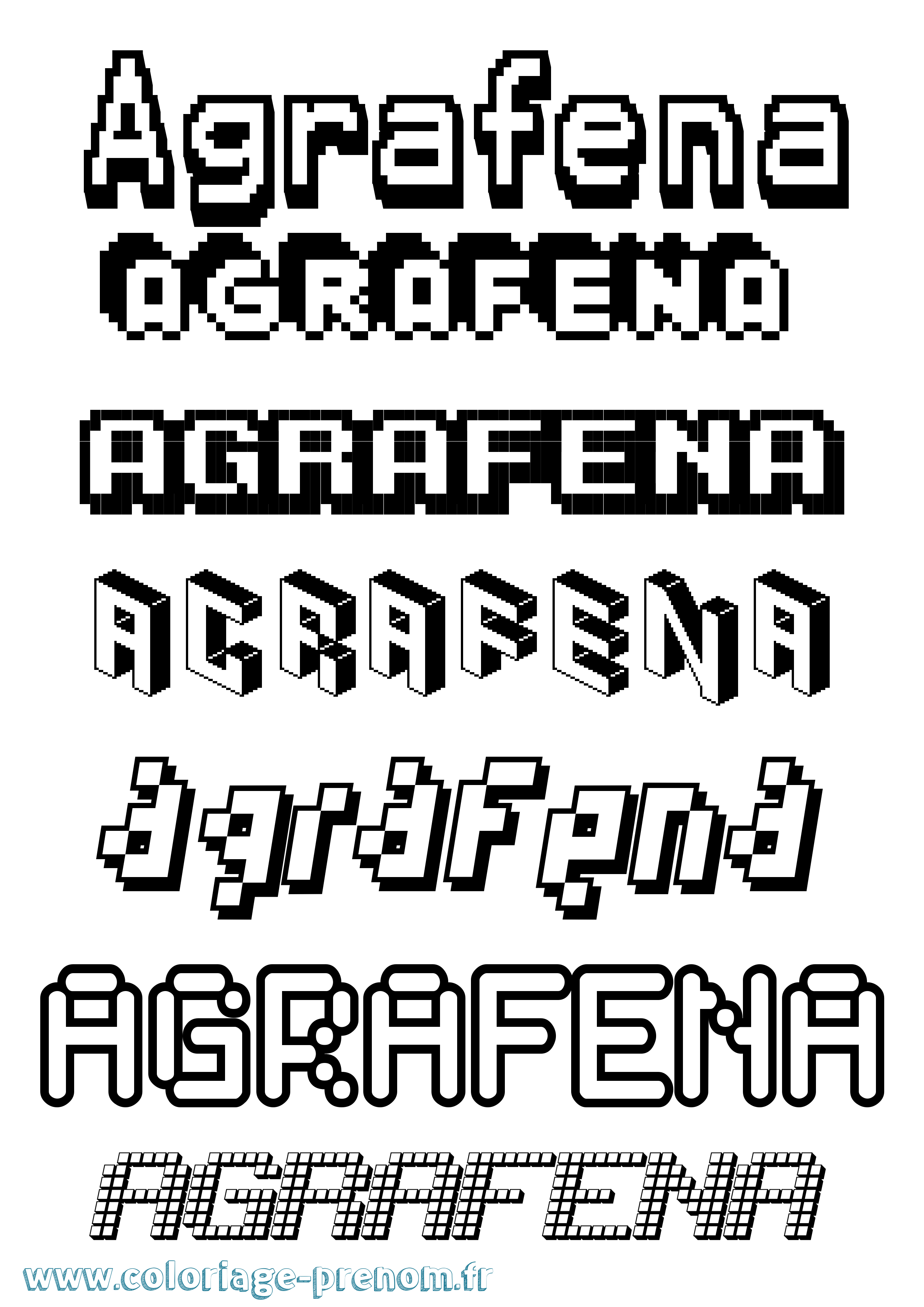 Coloriage prénom Agrafena Pixel
