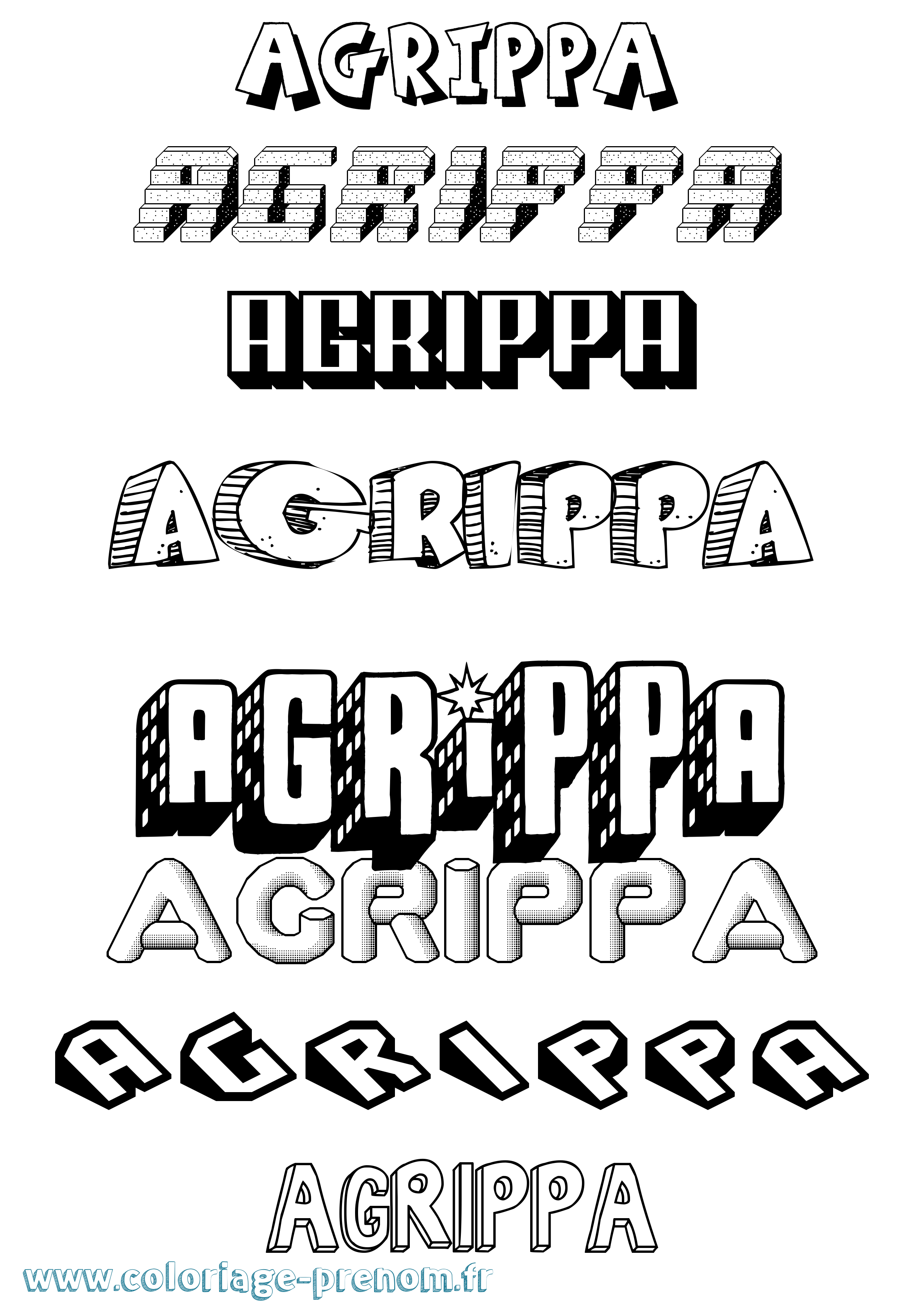 Coloriage prénom Agrippa Effet 3D
