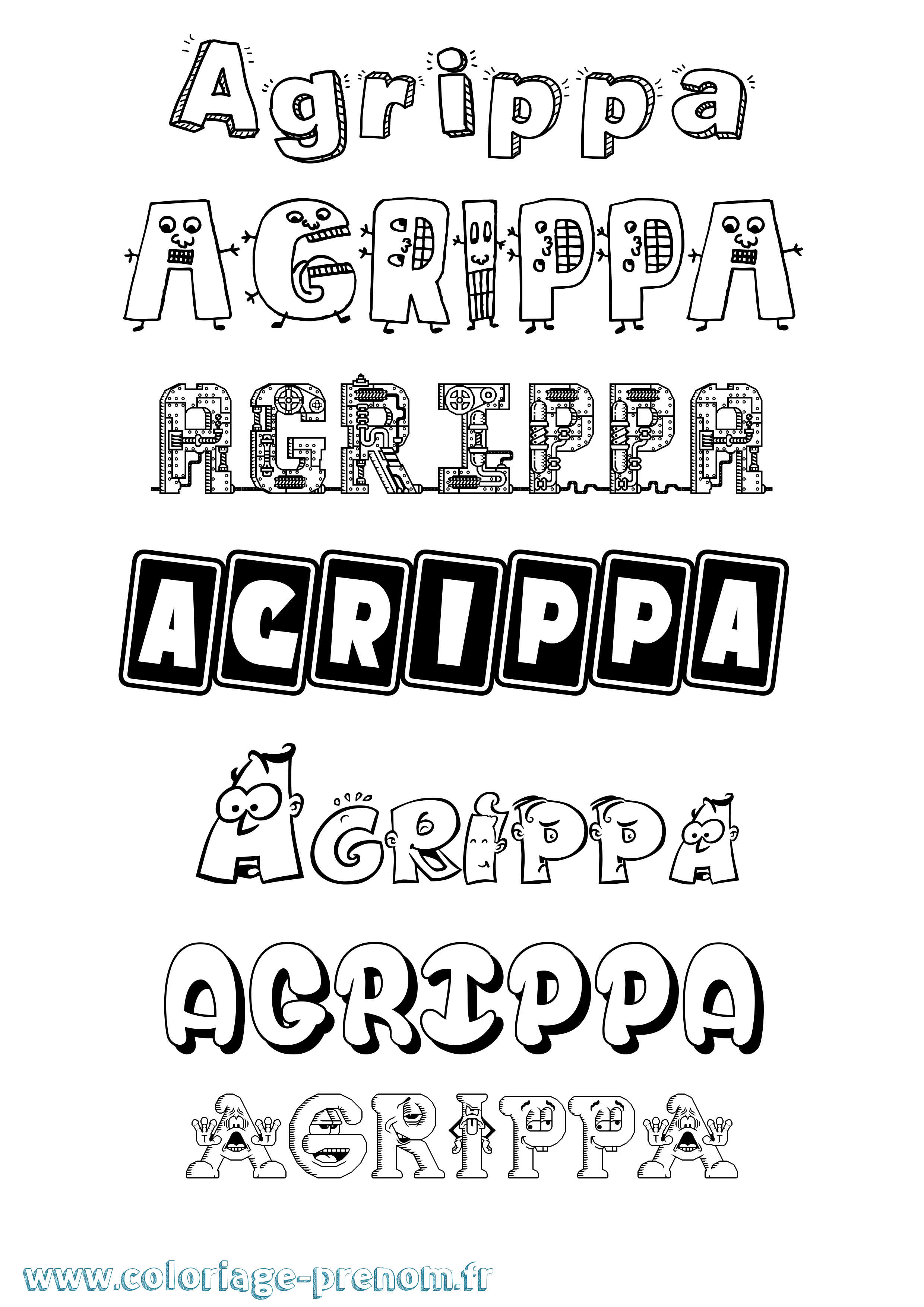 Coloriage prénom Agrippa Fun