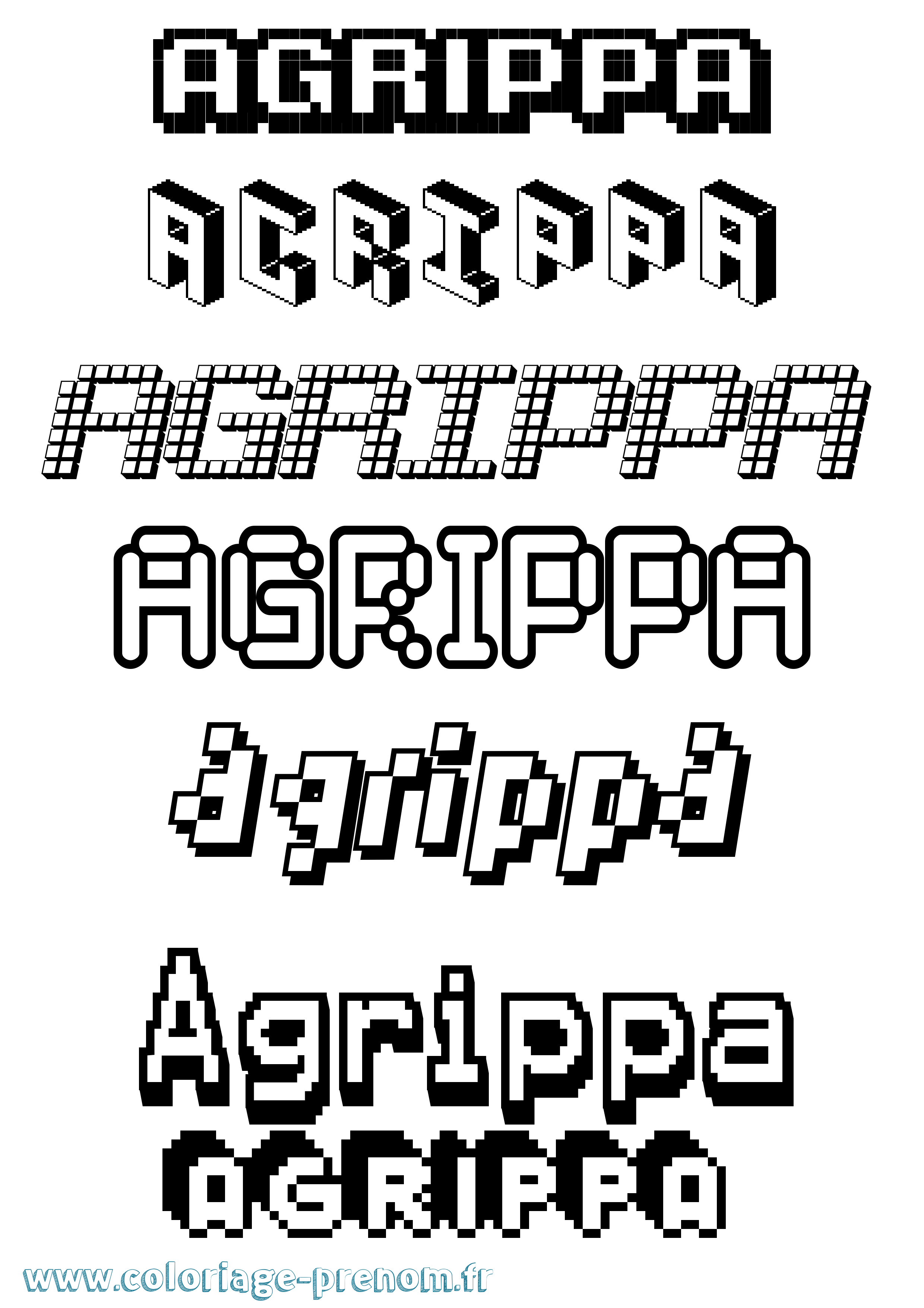 Coloriage prénom Agrippa Pixel