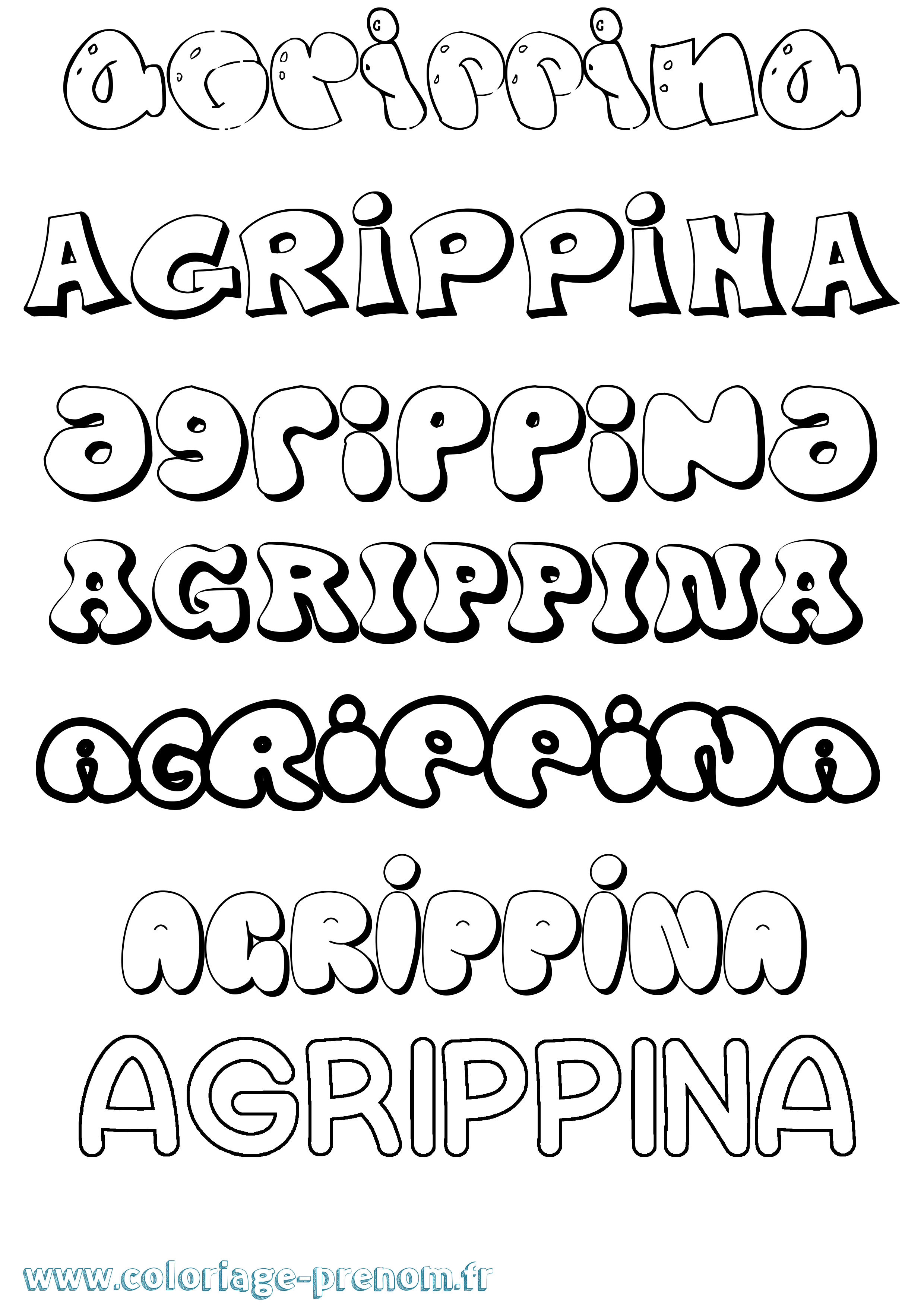 Coloriage Agrippina Bubble Coloriage prénom Agrippina Bubble