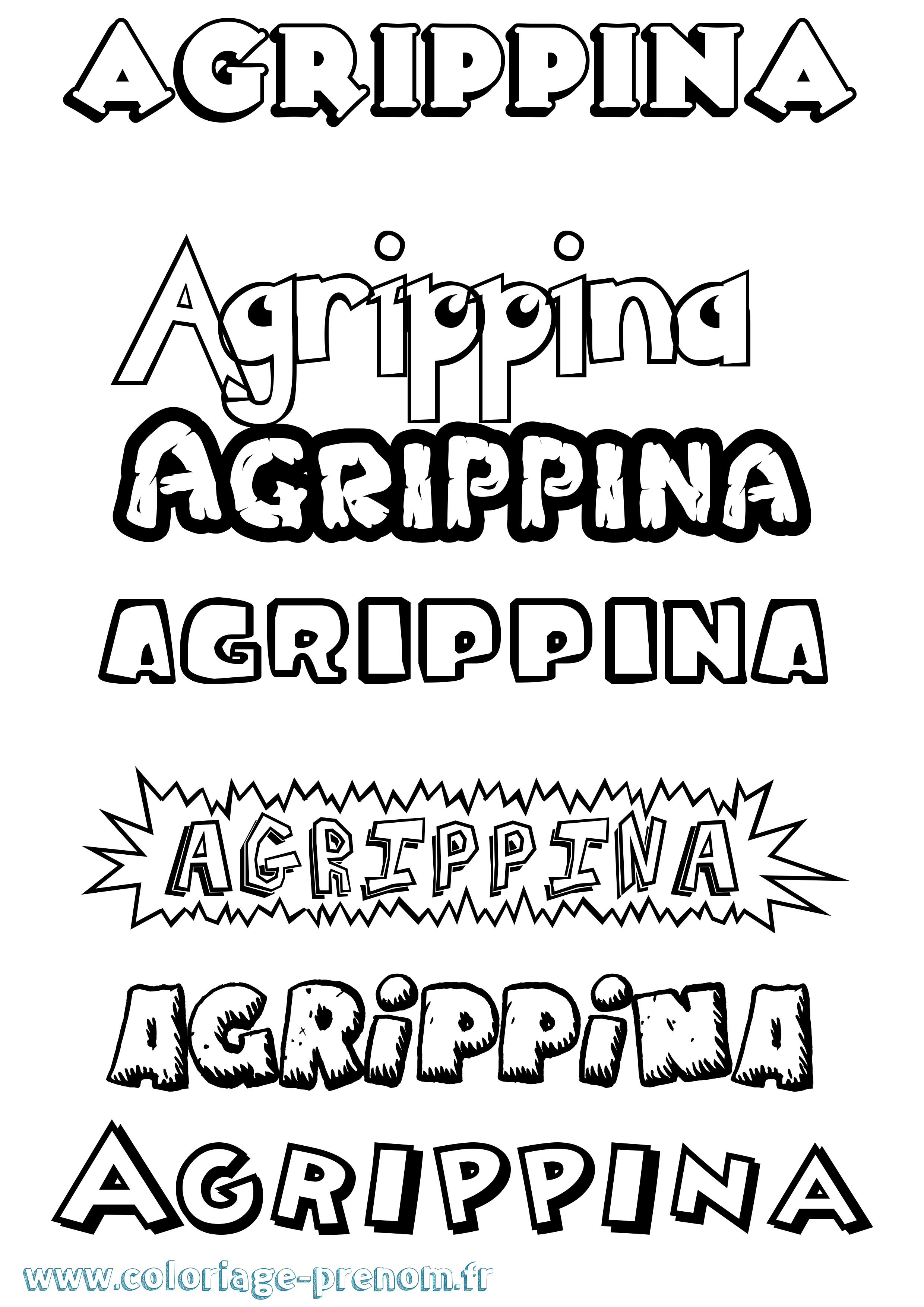 Coloriage Agrippina Dessin Animé Coloriage prénom Agrippina Dessin Animé