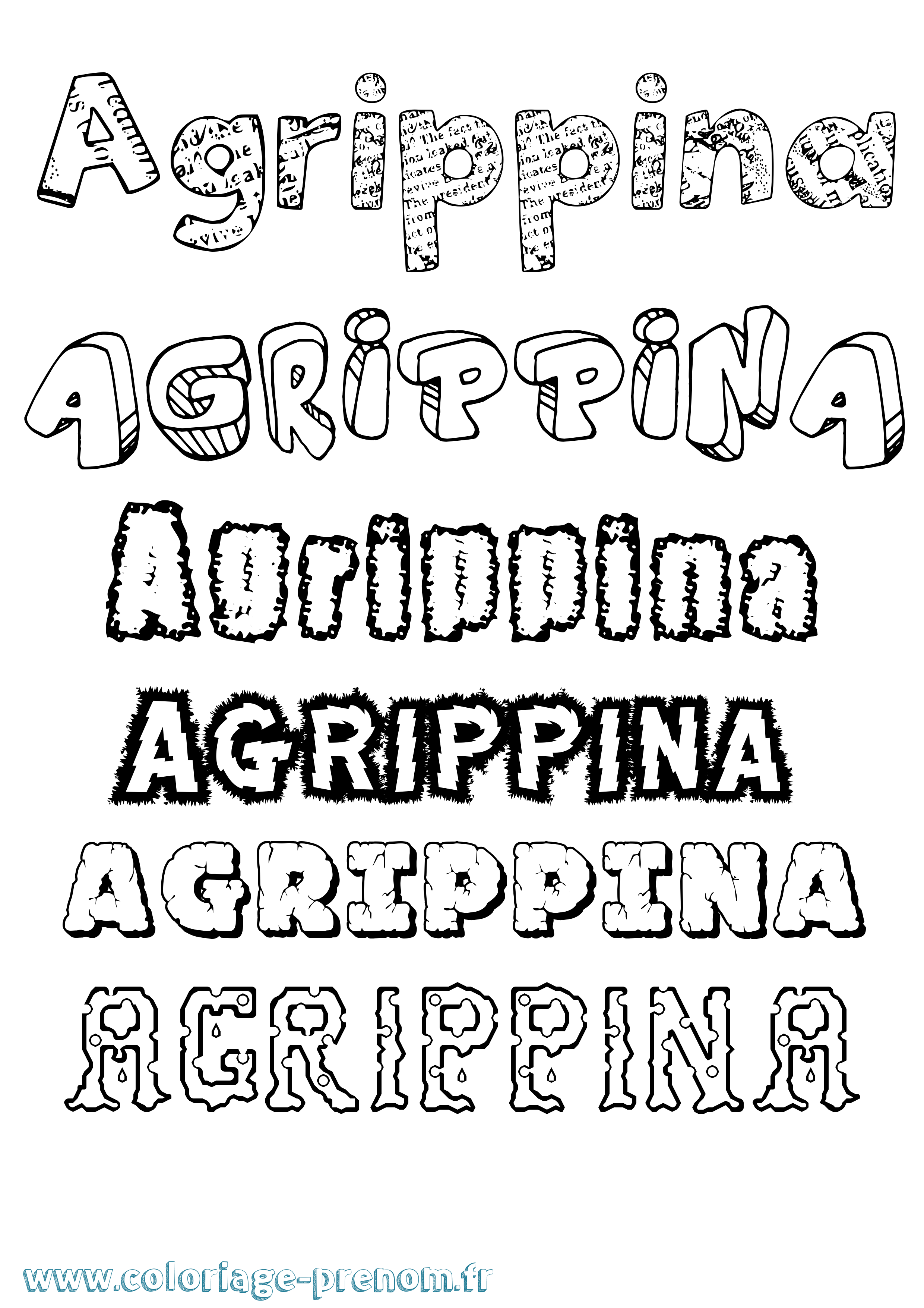 Coloriage prénom Agrippina Destructuré