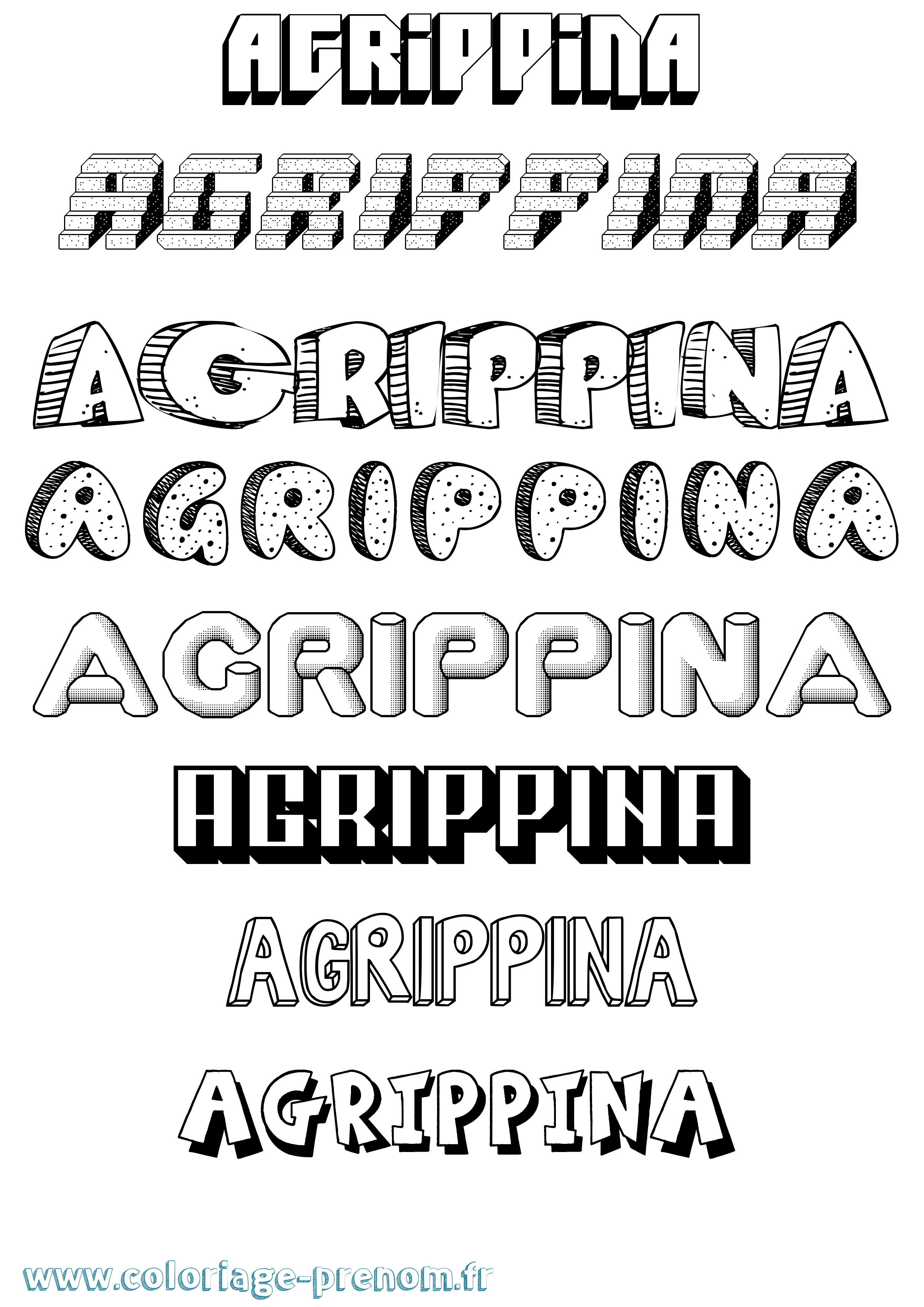 Coloriage prénom Agrippina Effet 3D