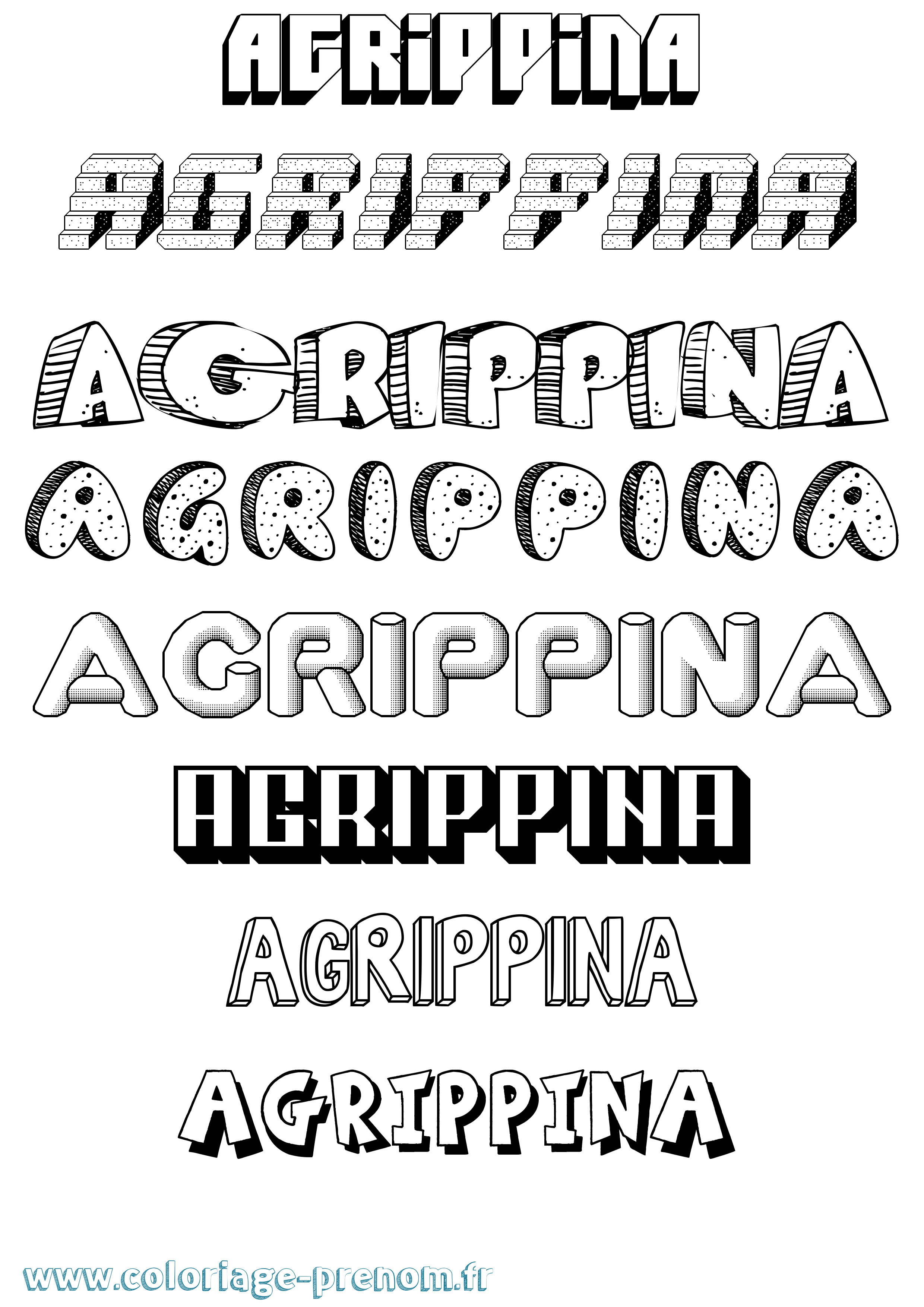 Coloriage Agrippina Effet 3D Coloriage prénom Agrippina Effet 3D